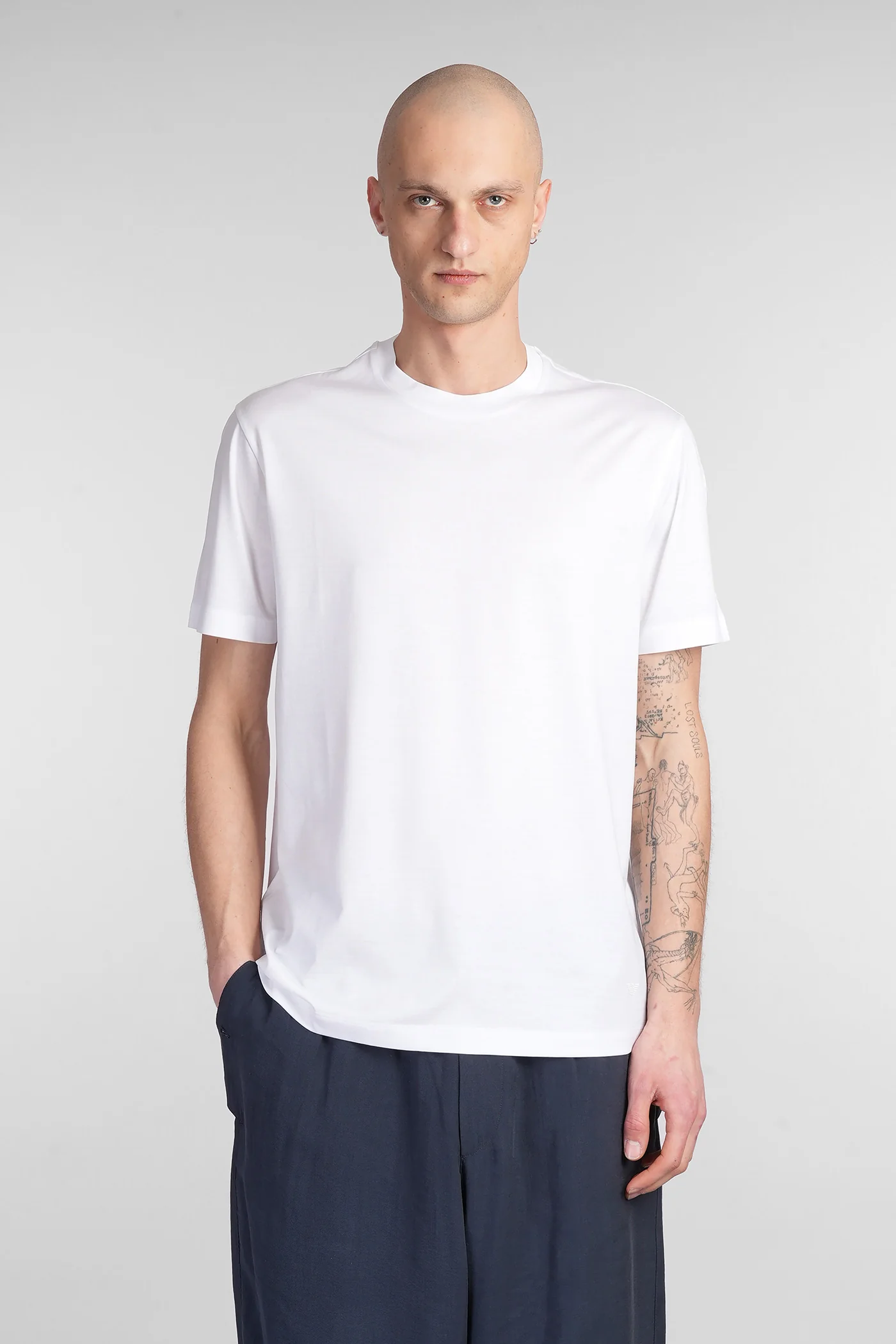 T-Shirt in white wool and polyester