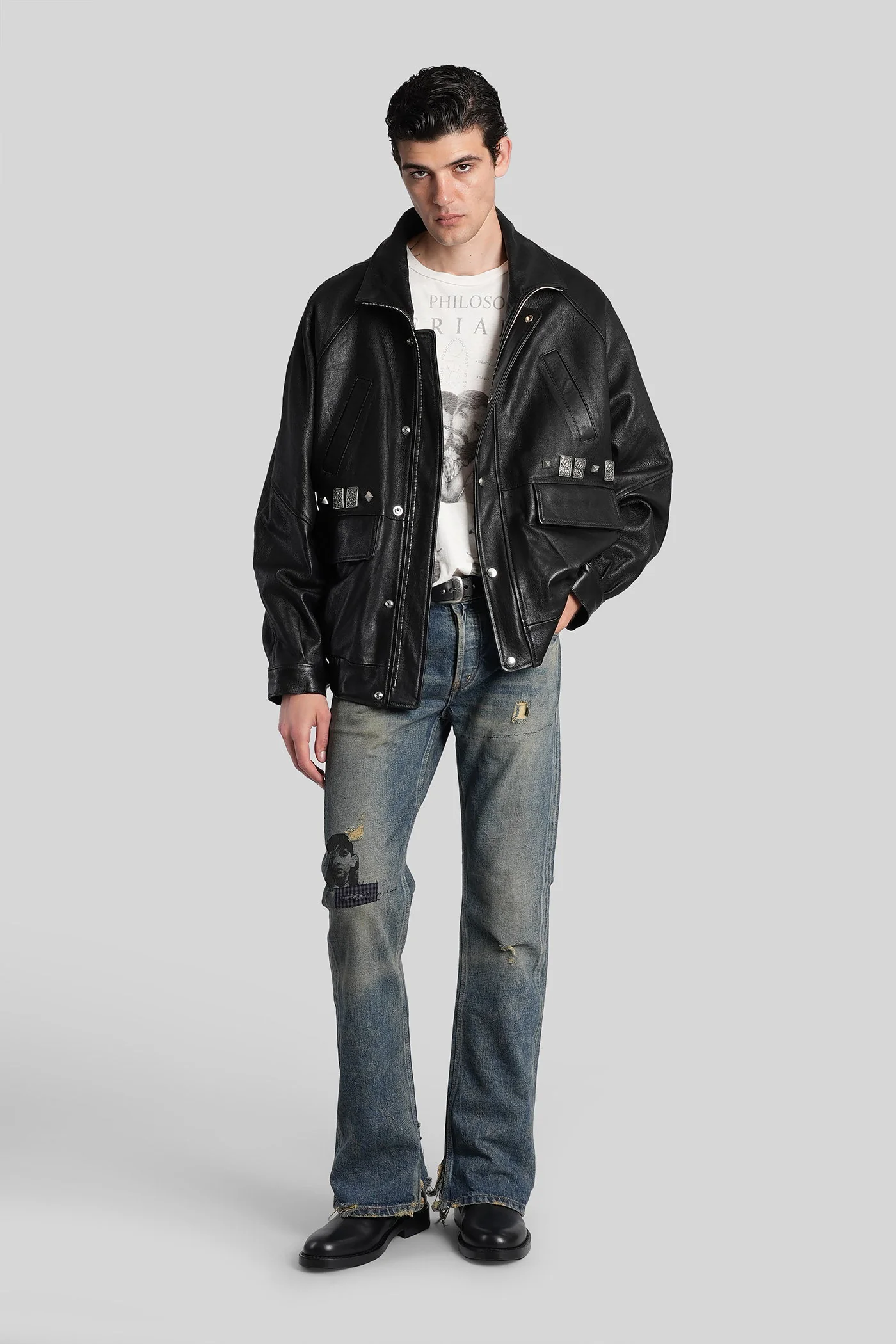 Leather jacket in black leather - Image 2