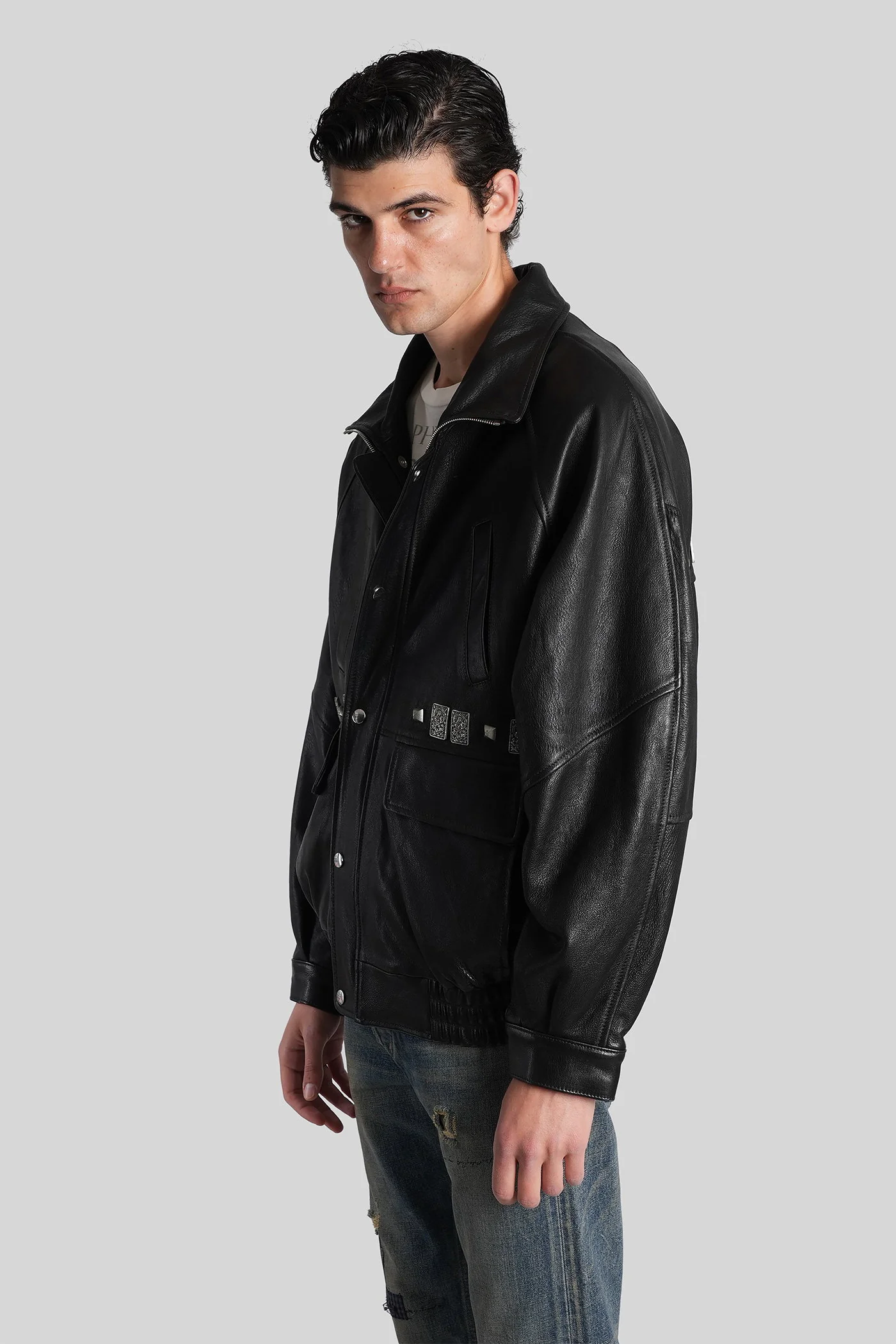 Leather jacket in black leather - Image 4