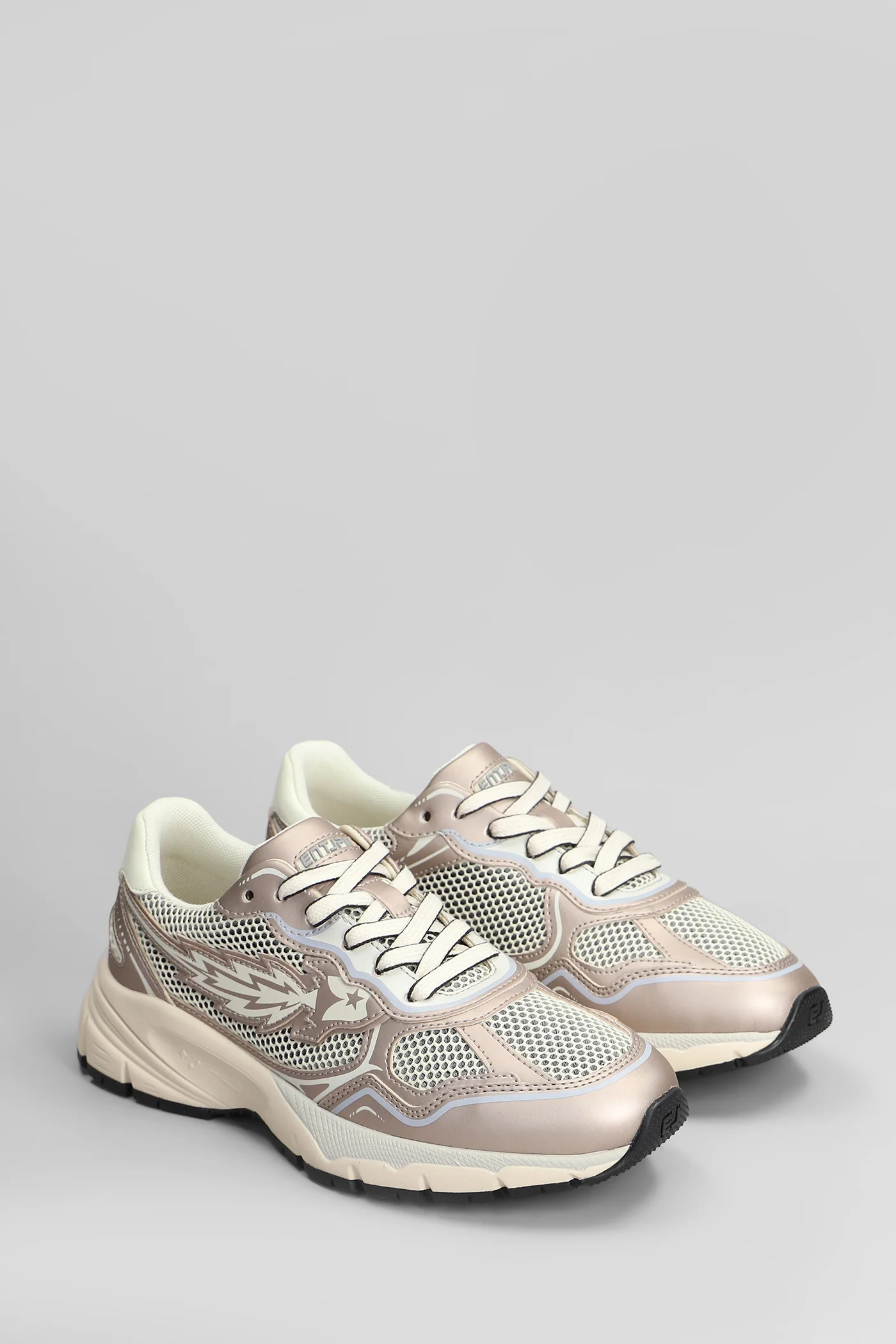 Run Rocket Sneakers in beige leather and fabric - Image 2