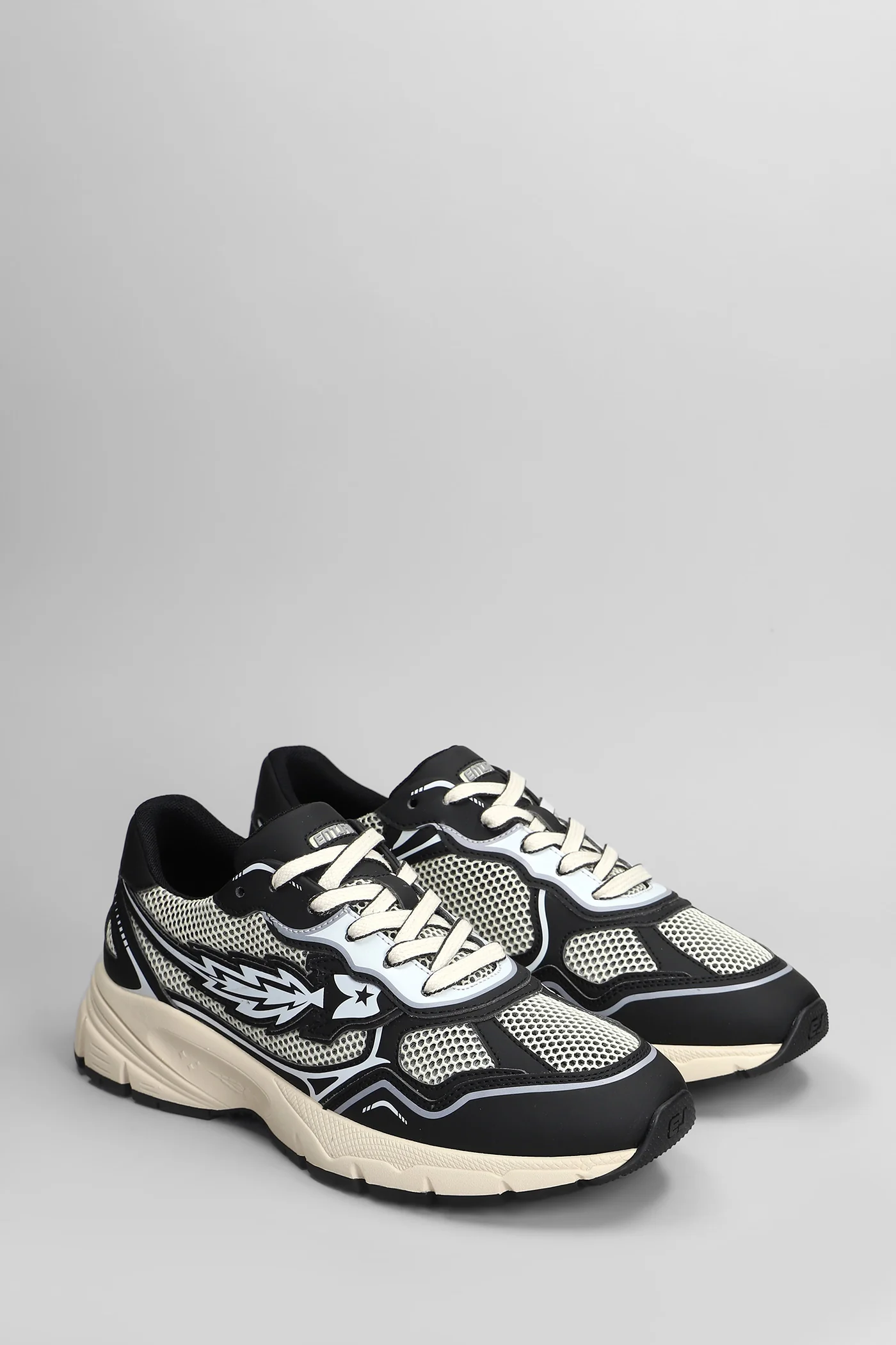 Run Rocket Sneakers in black leather and fabric - Image 2