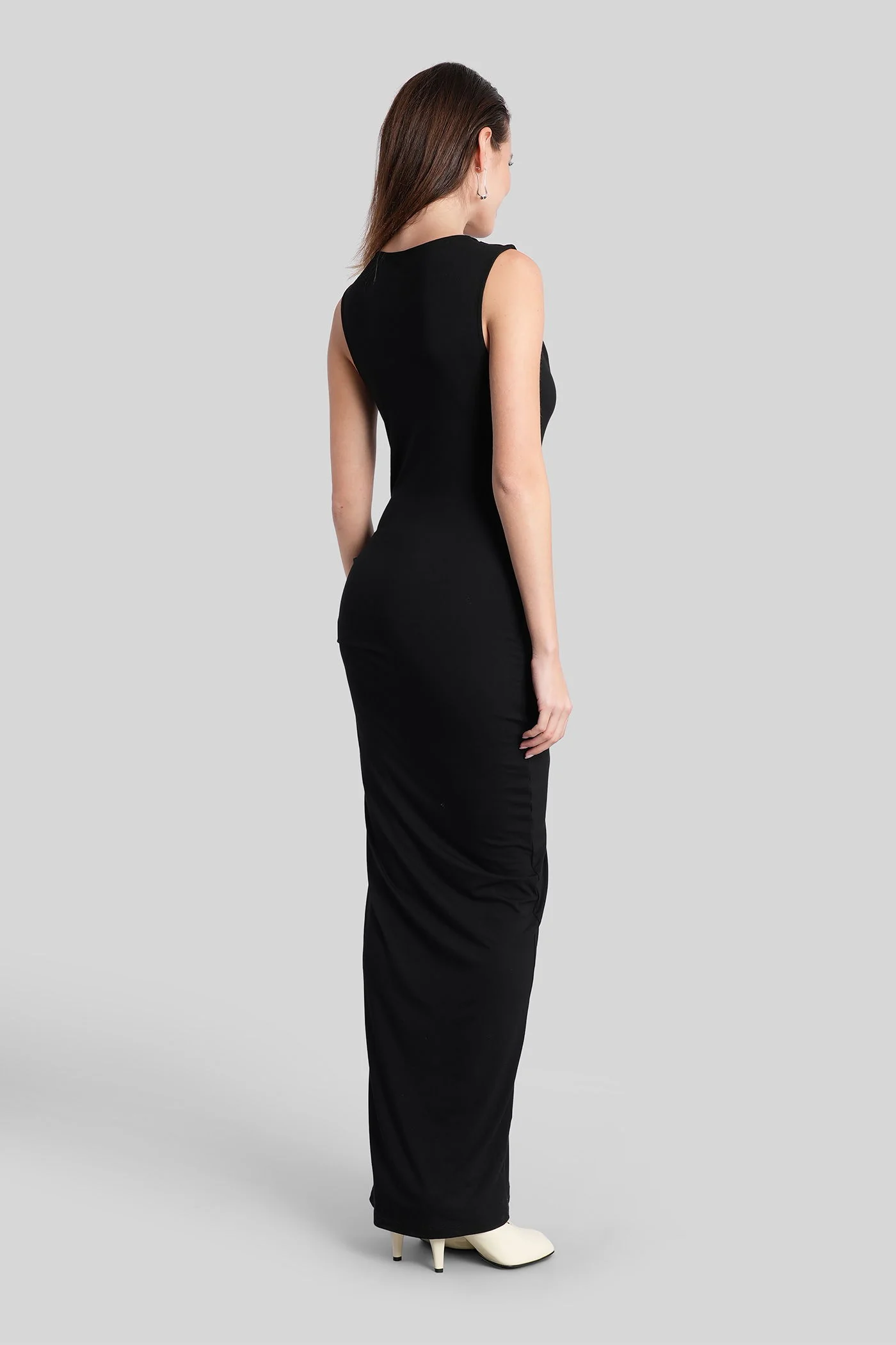 Long dress in black viscose - Image 3