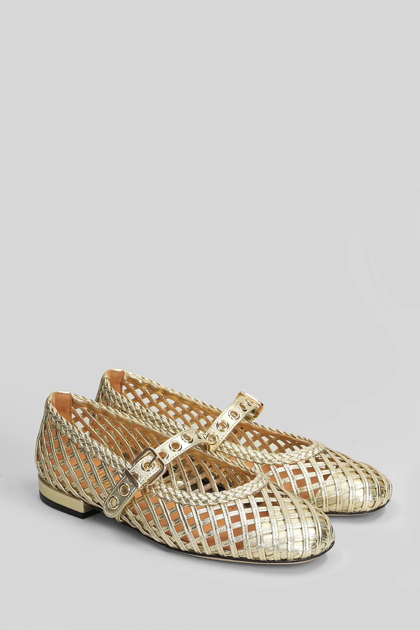 Ballet flats in platinum leather - Image 2