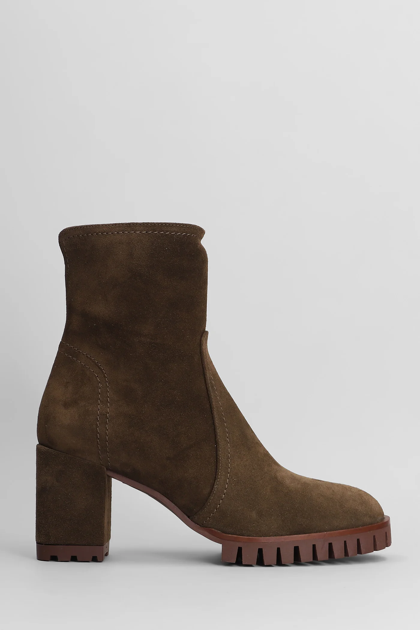 High heels Ankle boots in brown suede