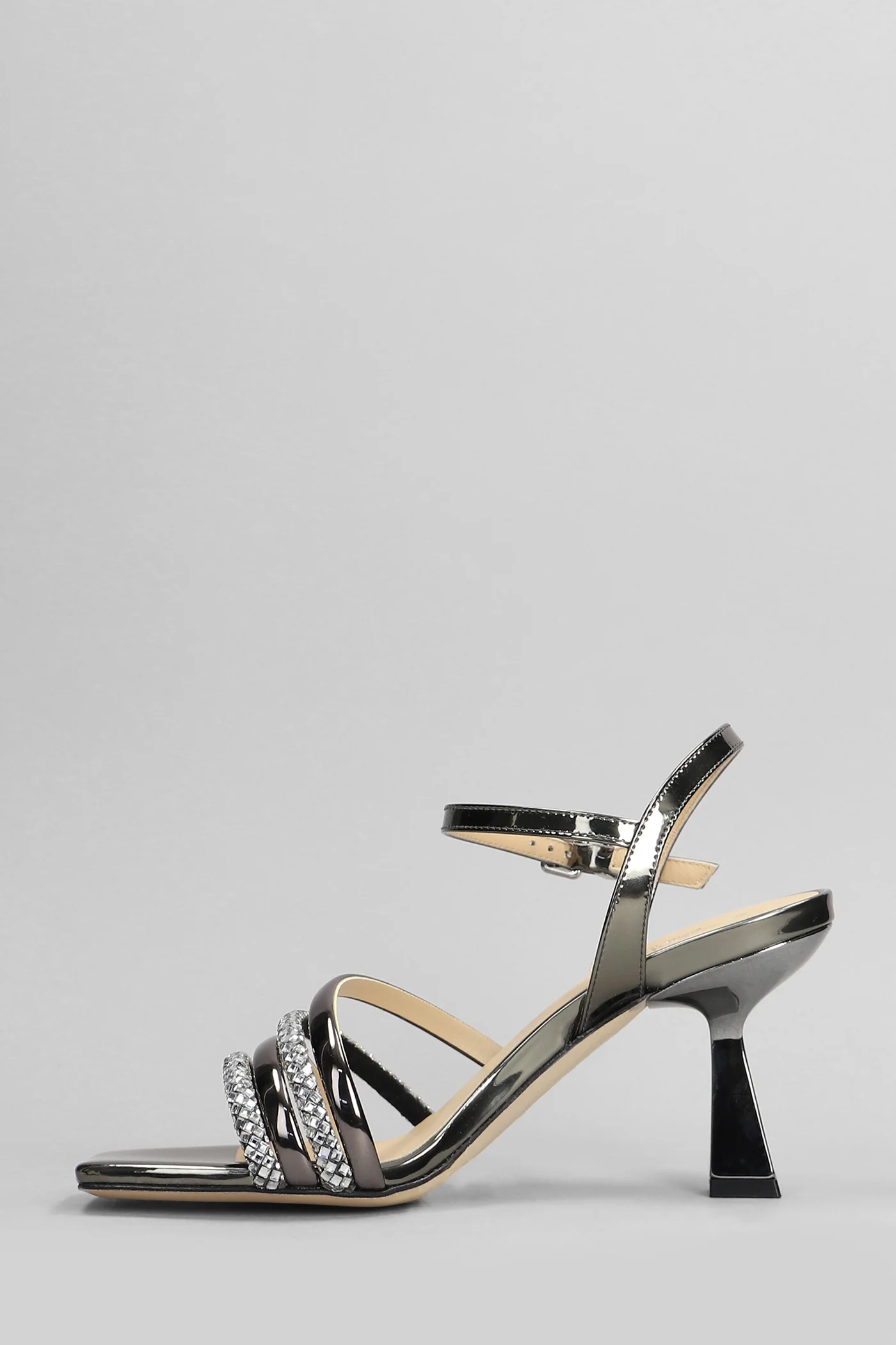 Sandals in Gunmetal leather - Image 3