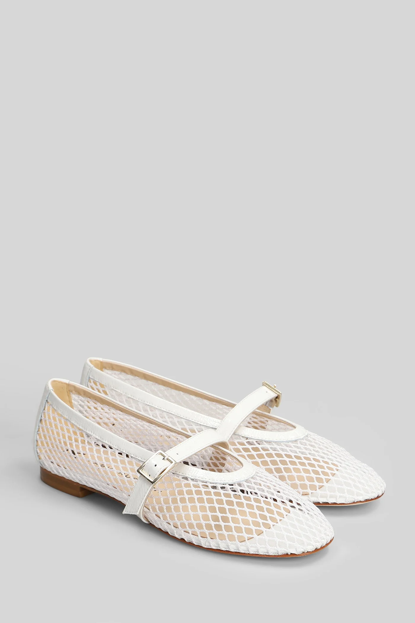 Ballet flats in white leather and fabric - Image 2