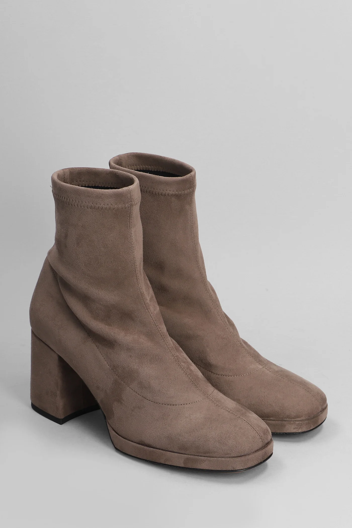 High heels Ankle boots in taupe suede - Image 2