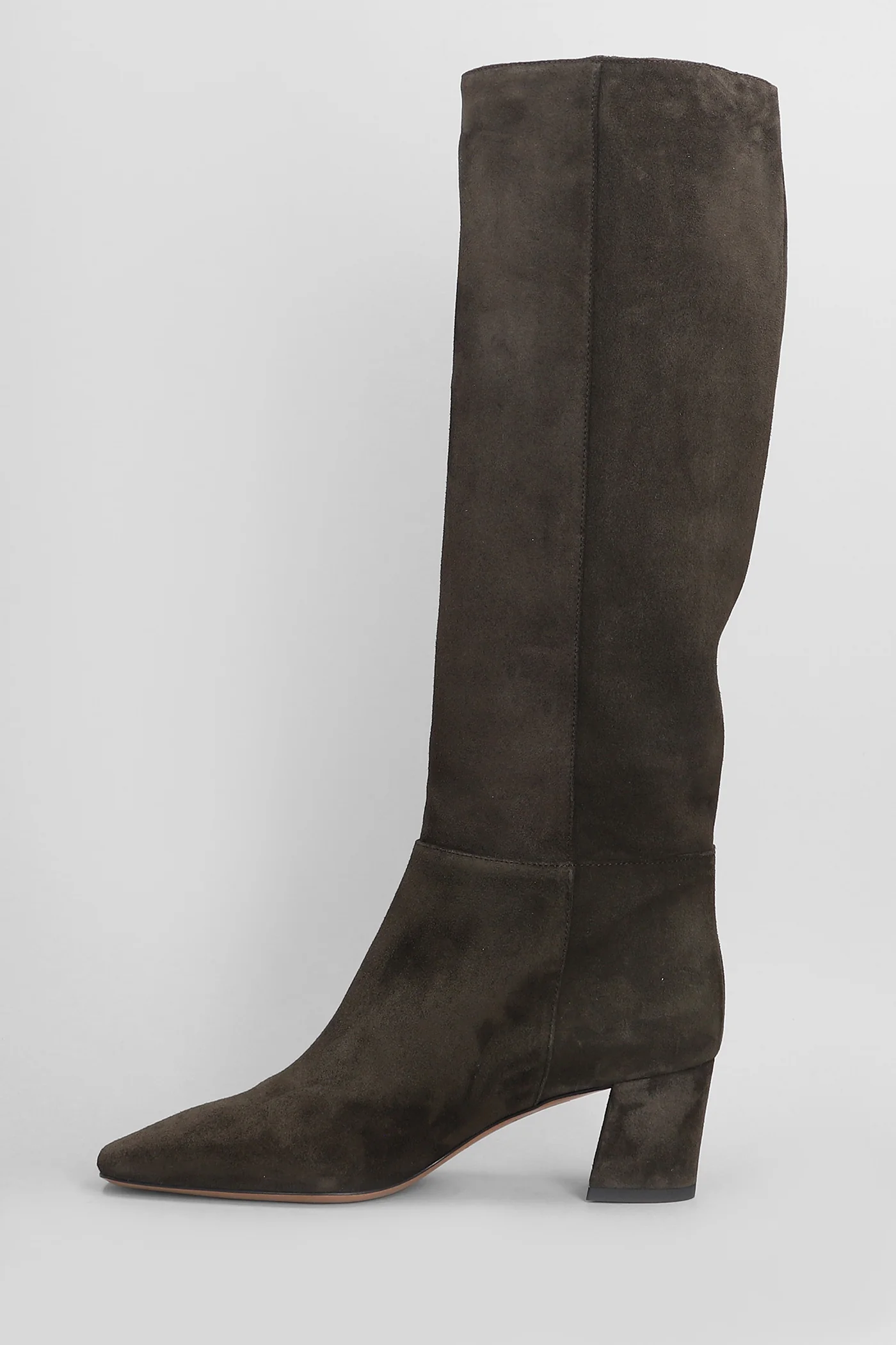 High heels boots in dark brown suede - Image 3