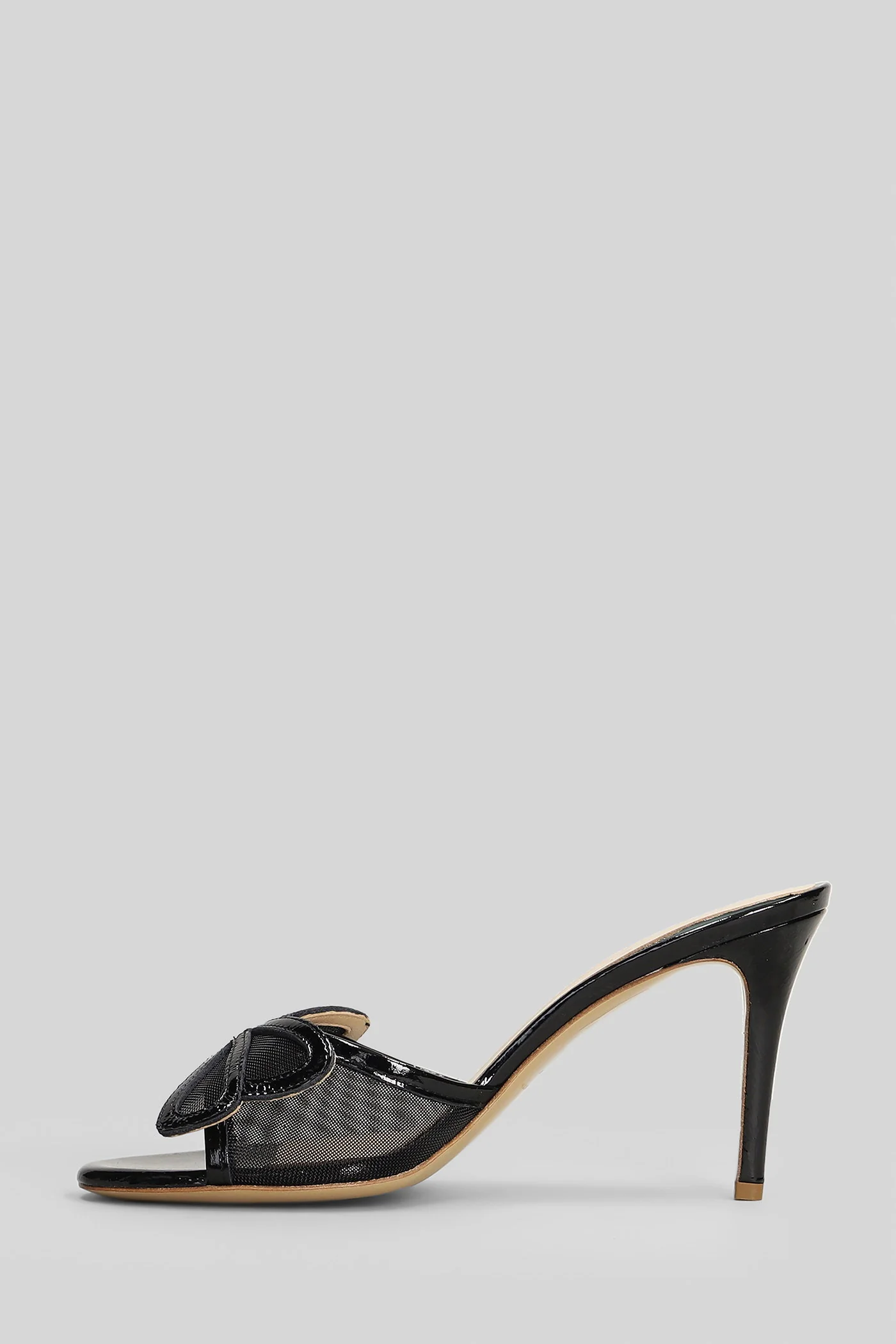 Sandals in black leather and fabric - Image 3