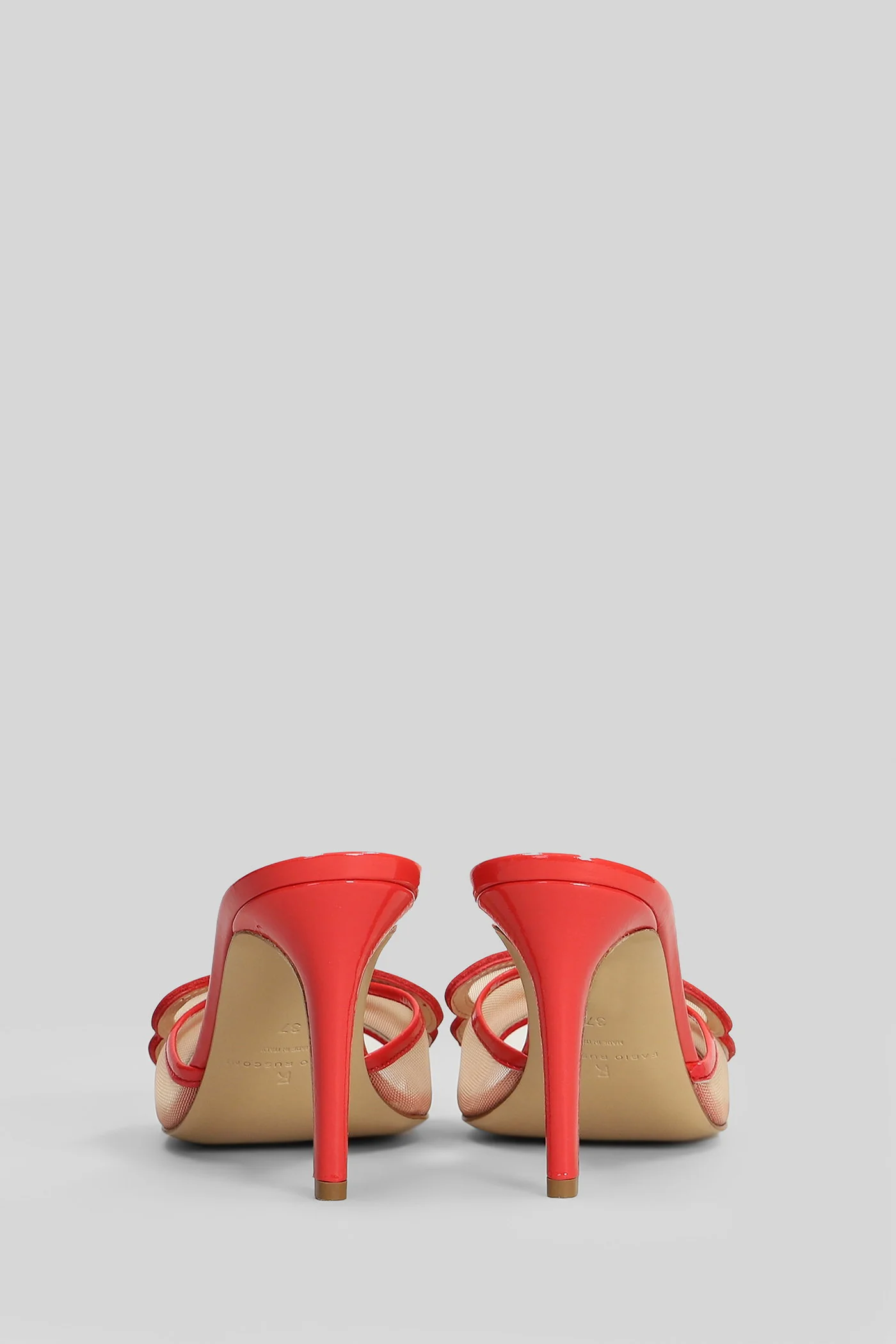 Sandals in red leather and fabric - Image 4