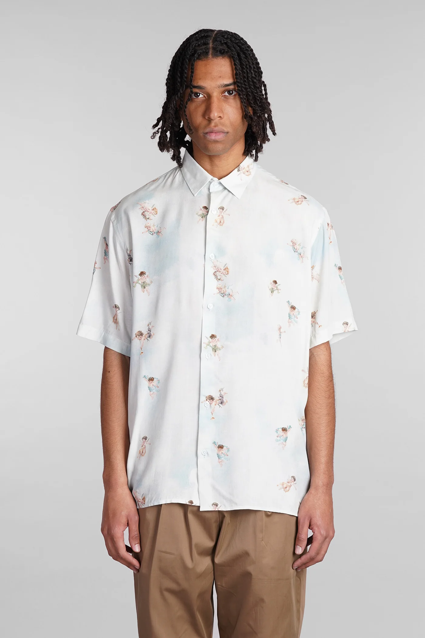 Shirt in cyan viscose