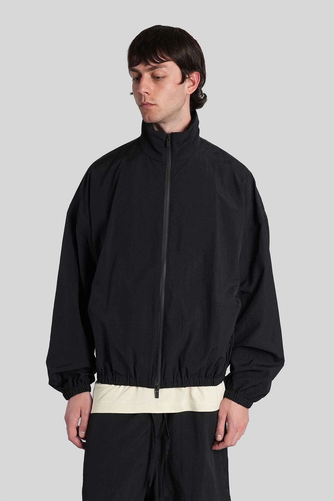 Casual jacket in black polyamide