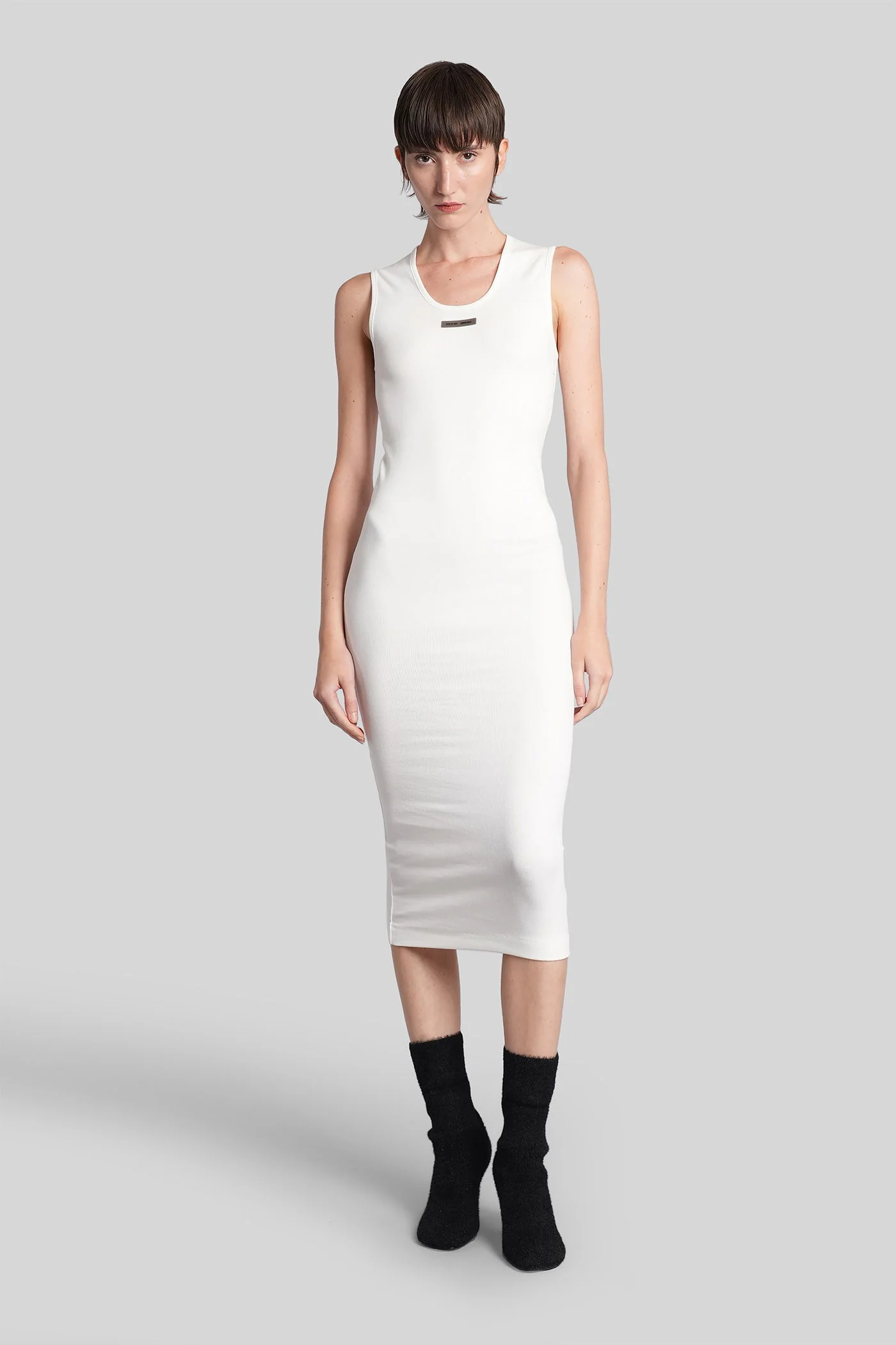 Long dress in white cotton
