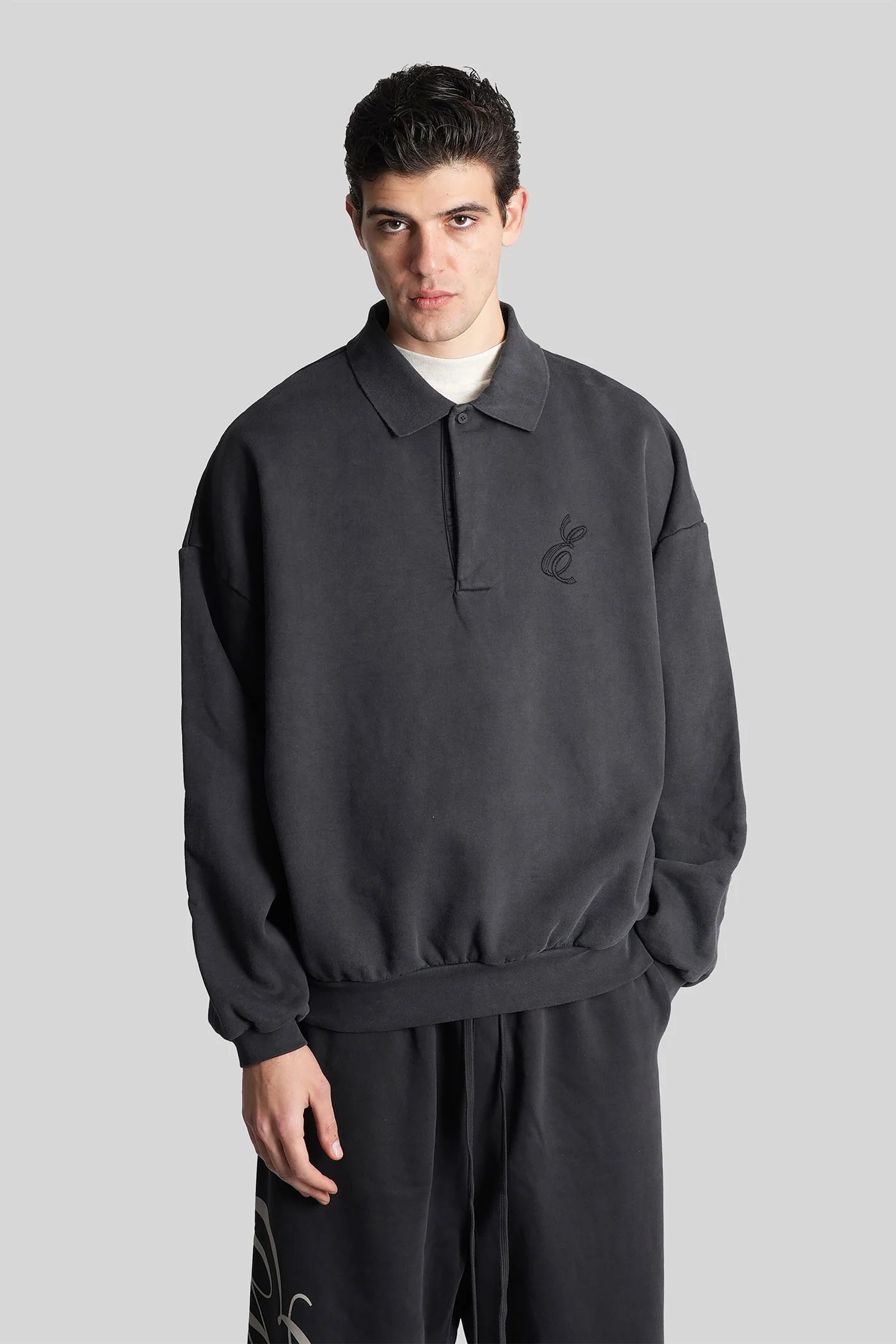 Polo in black cotton - Image 3