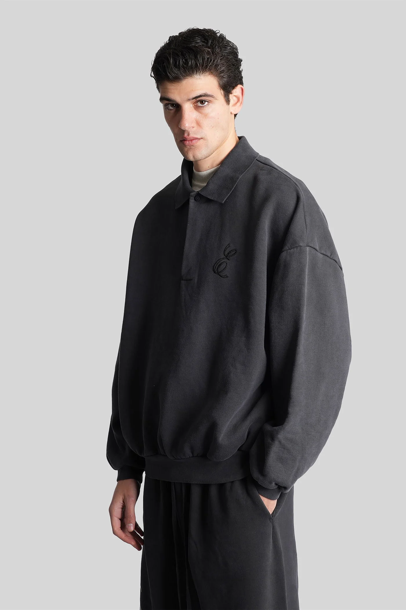 Polo in black cotton - Image 4