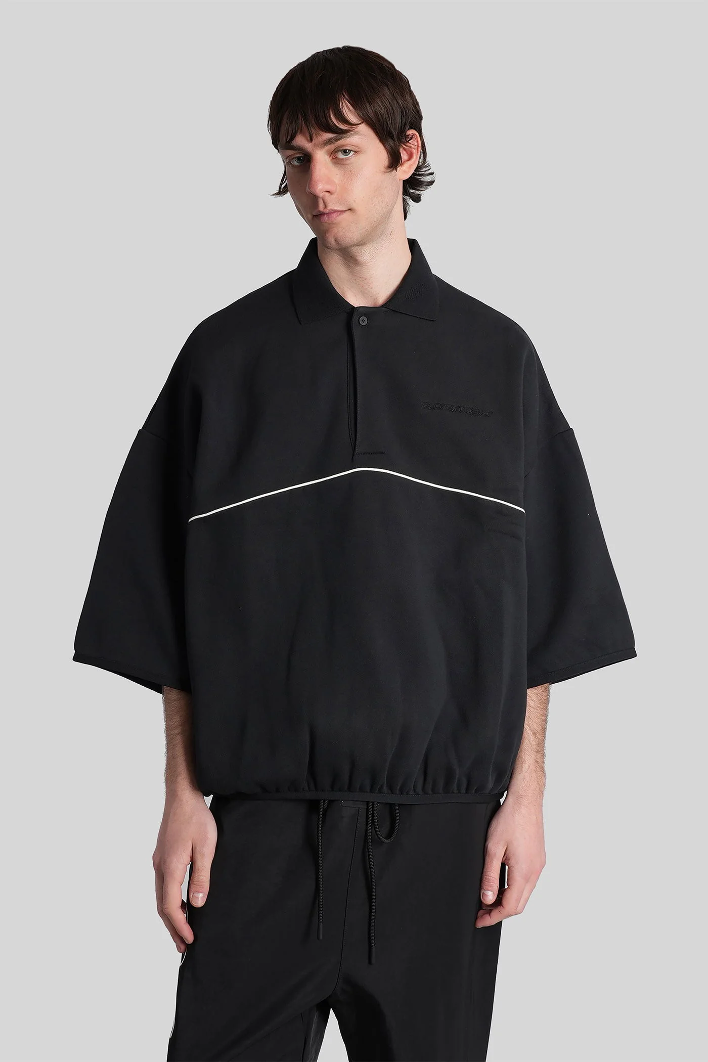Polo in black cotton