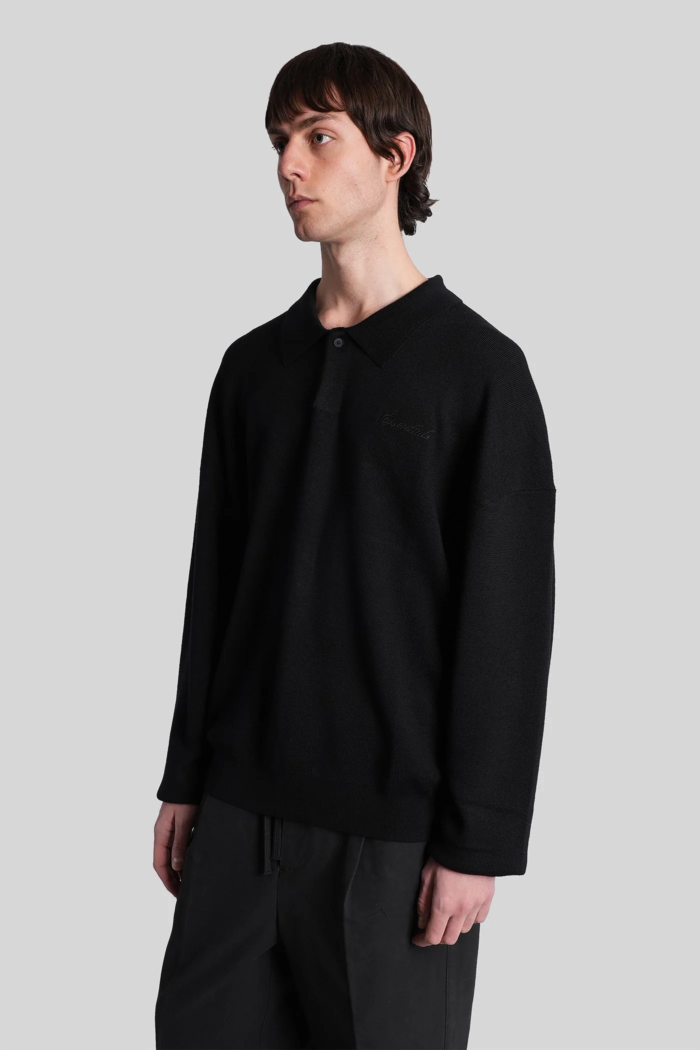 Polo in black wool - Image 3
