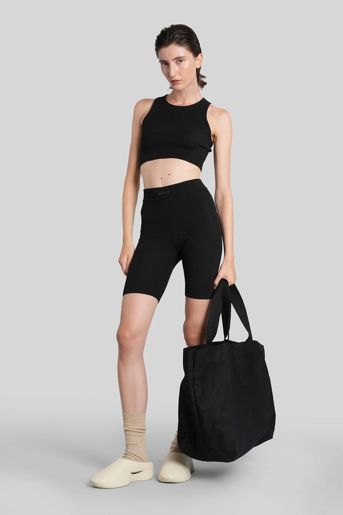 Shorts in black polyester - Image 2