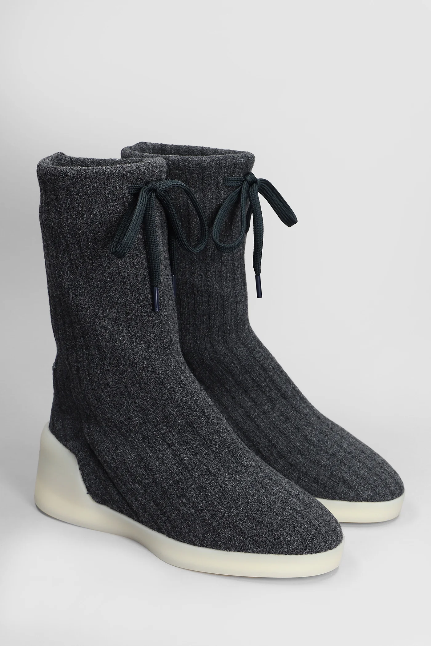 Moc knit high Ankle boots in black wool - Image 2