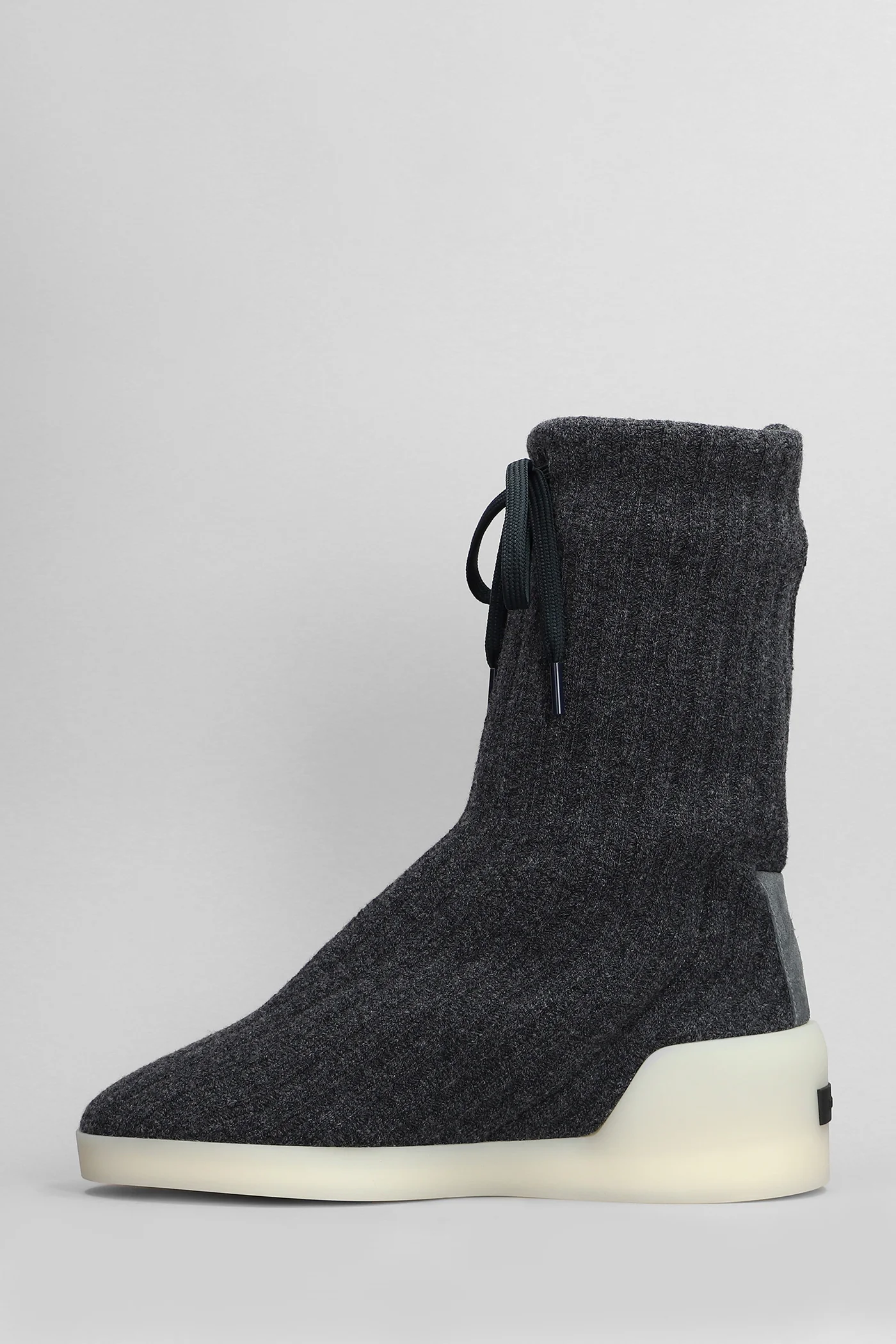 Moc knit high Ankle boots in black wool - Image 3