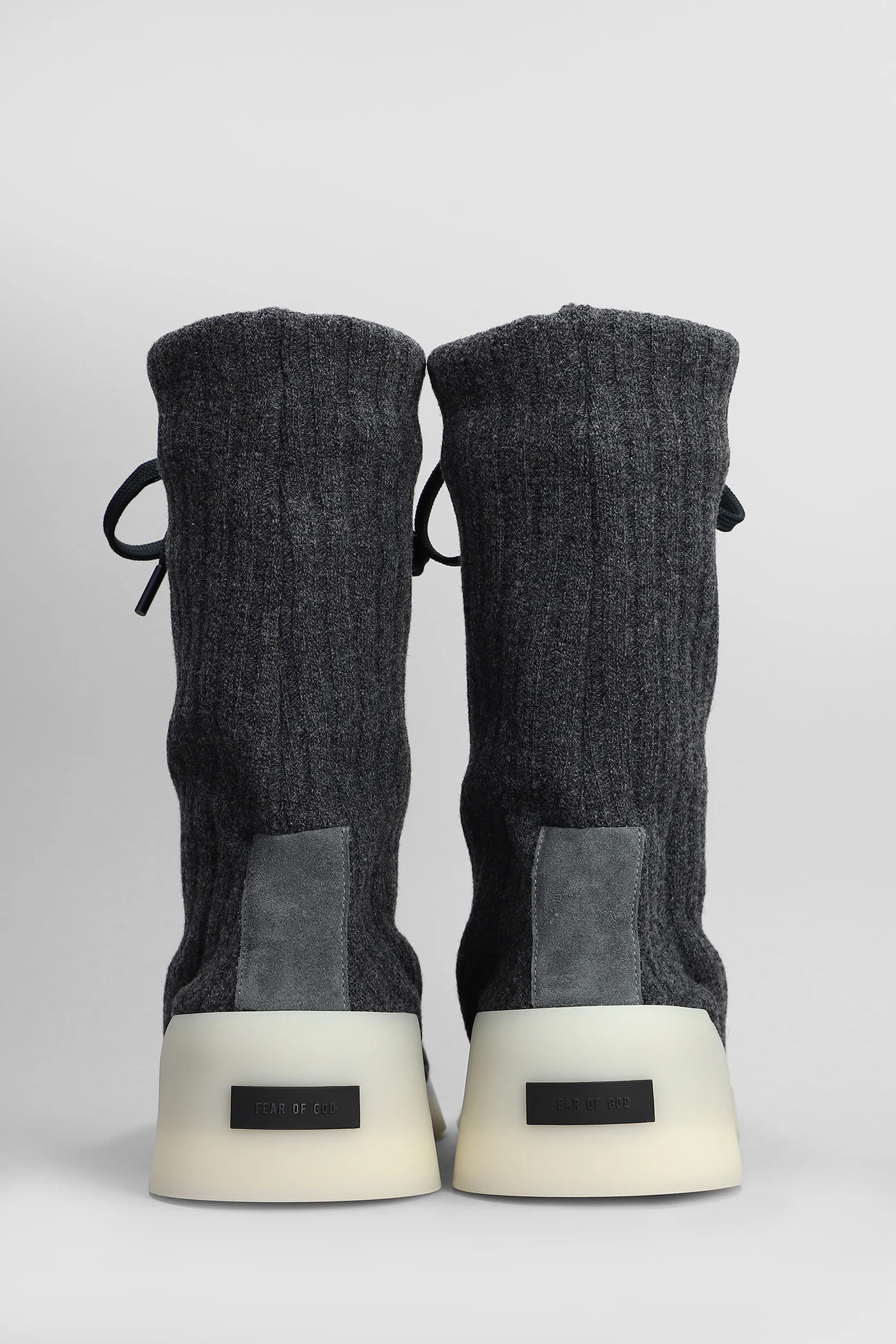 Moc knit high Ankle boots in black wool - Image 4