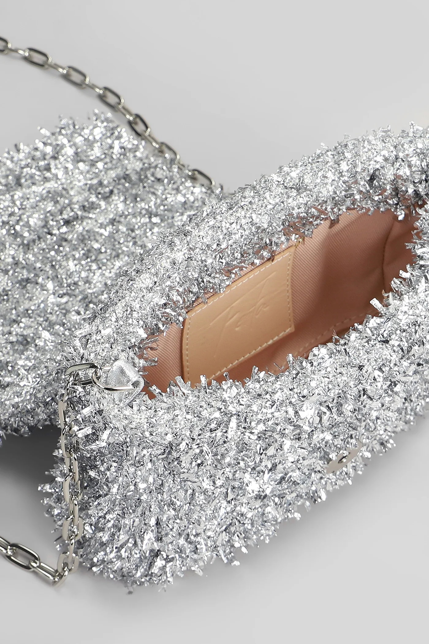 Carol Shoulder bag in silver fabric - Image 4