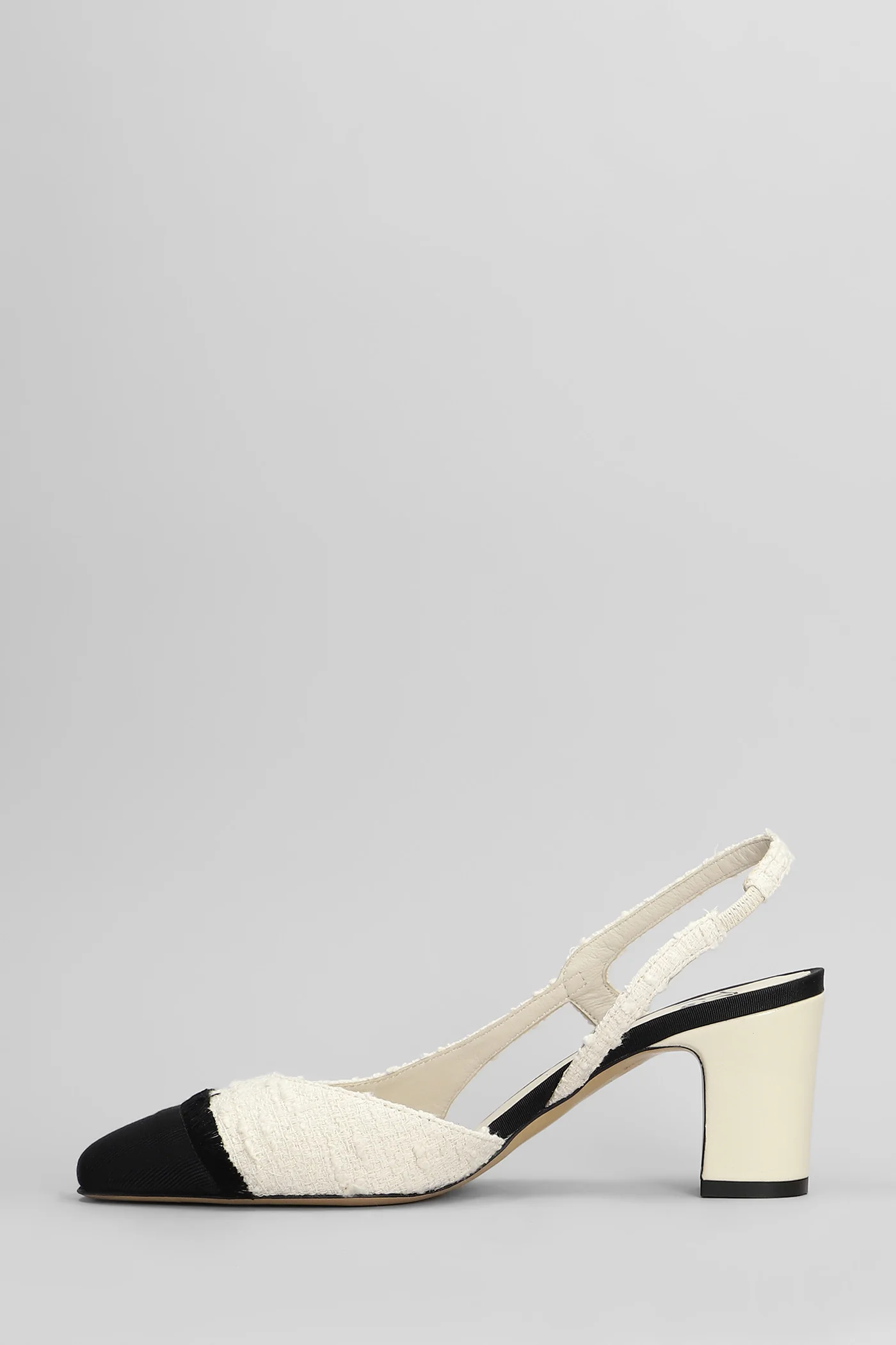 Ficus Pumps in beige leather and fabric - Image 3