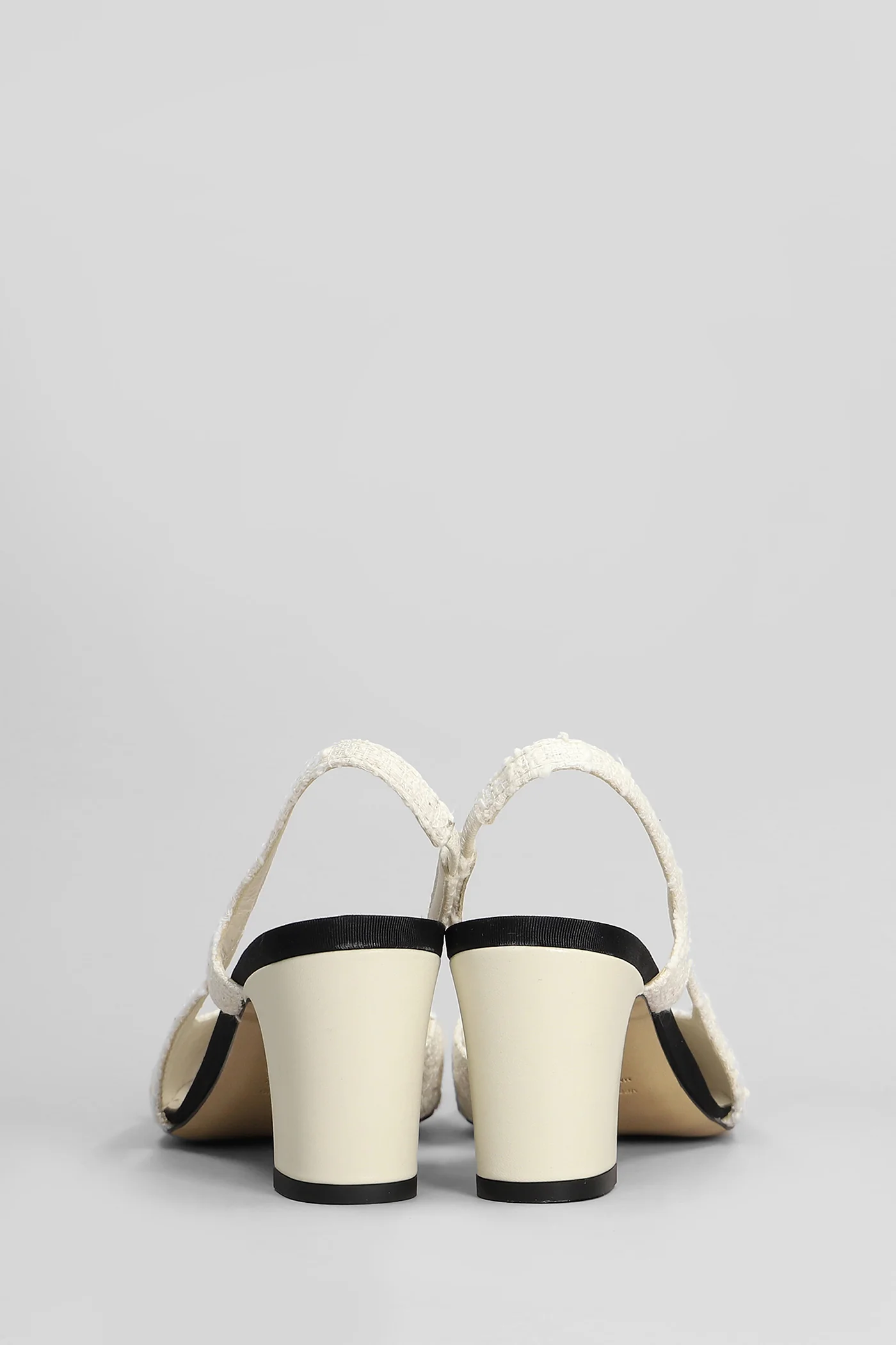 Ficus Pumps in beige leather and fabric - Image 4