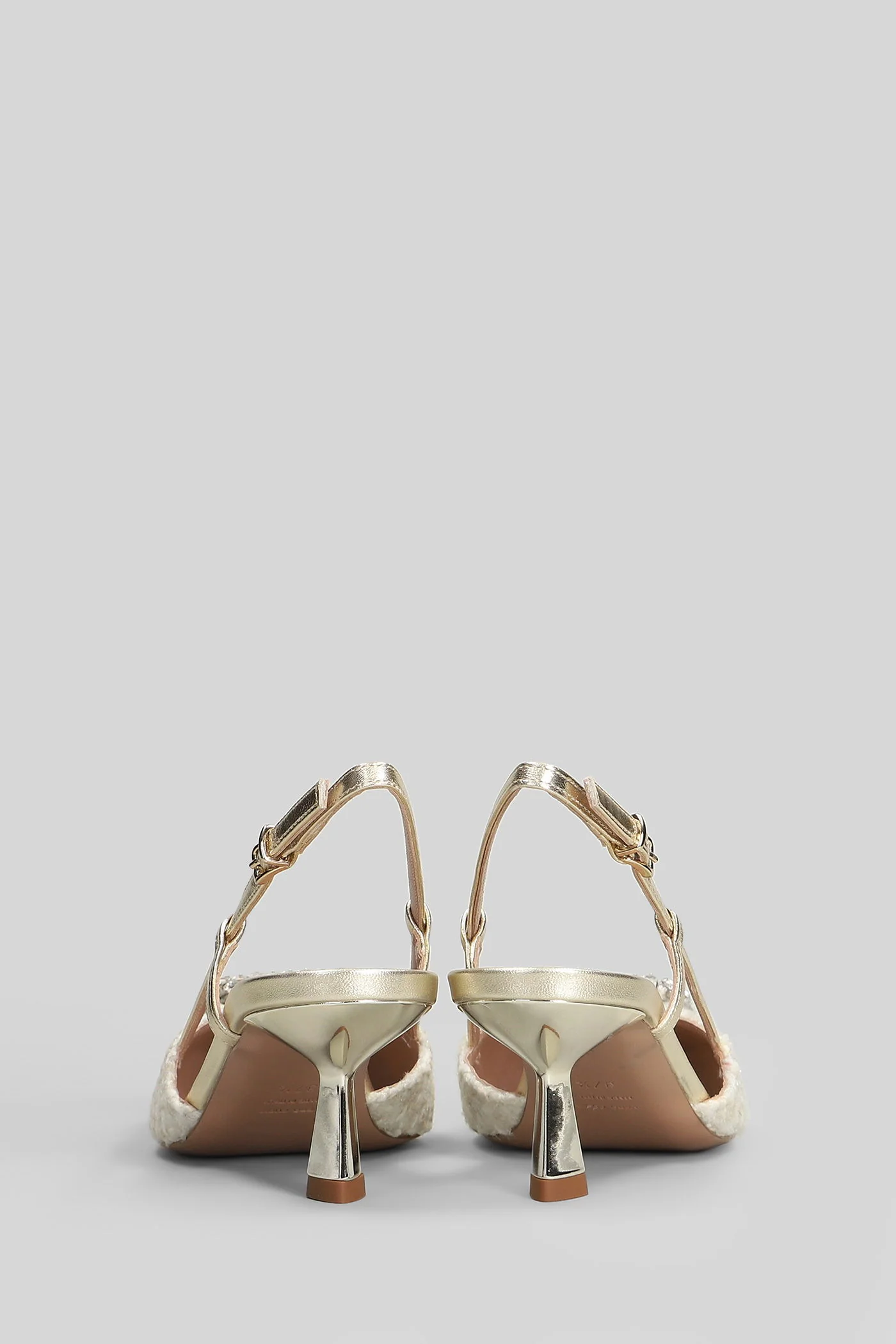 Ingrid Pumps in beige leather and fabric - Image 4