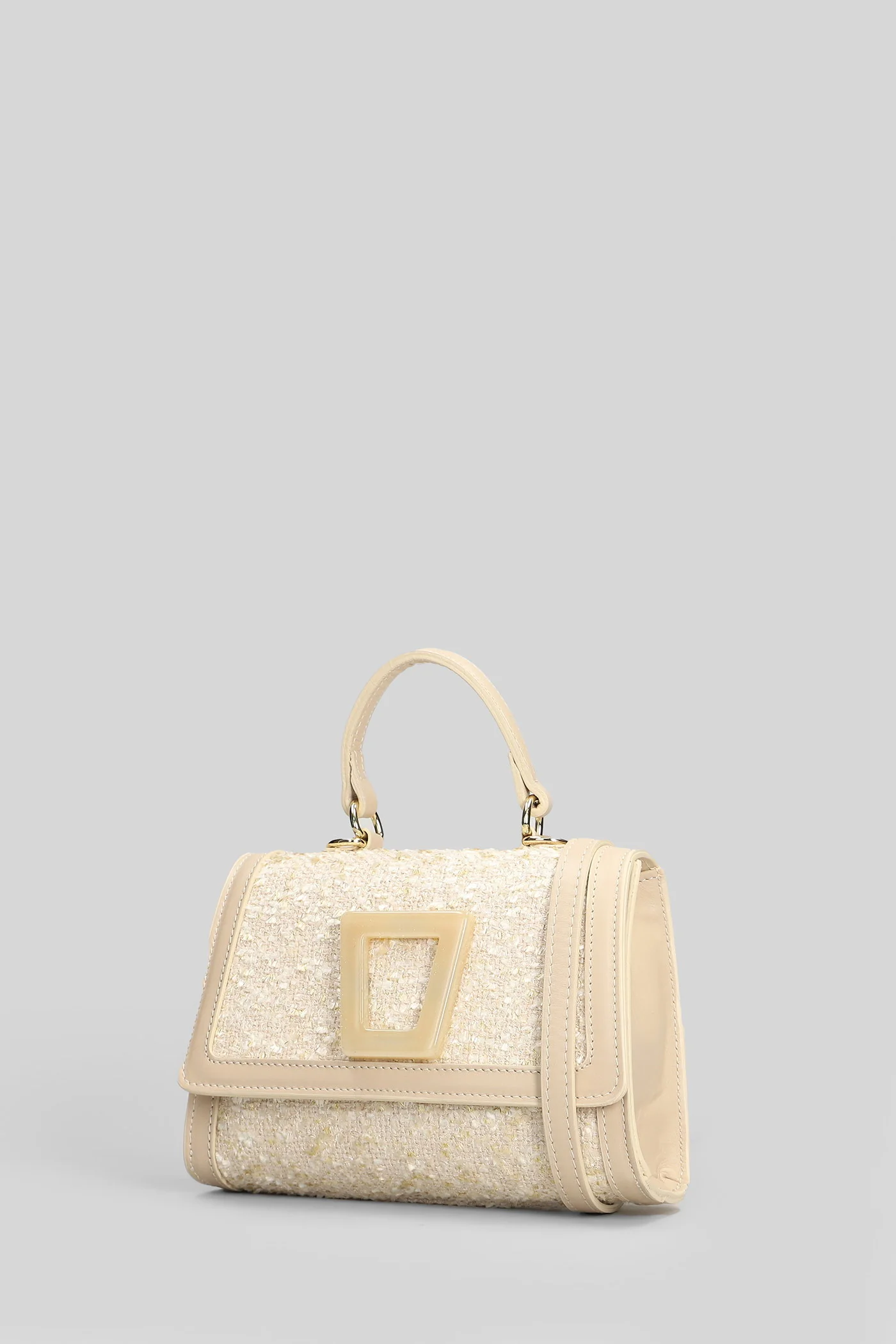 Suki Shoulder bag in beige leather and fabric - Image 2