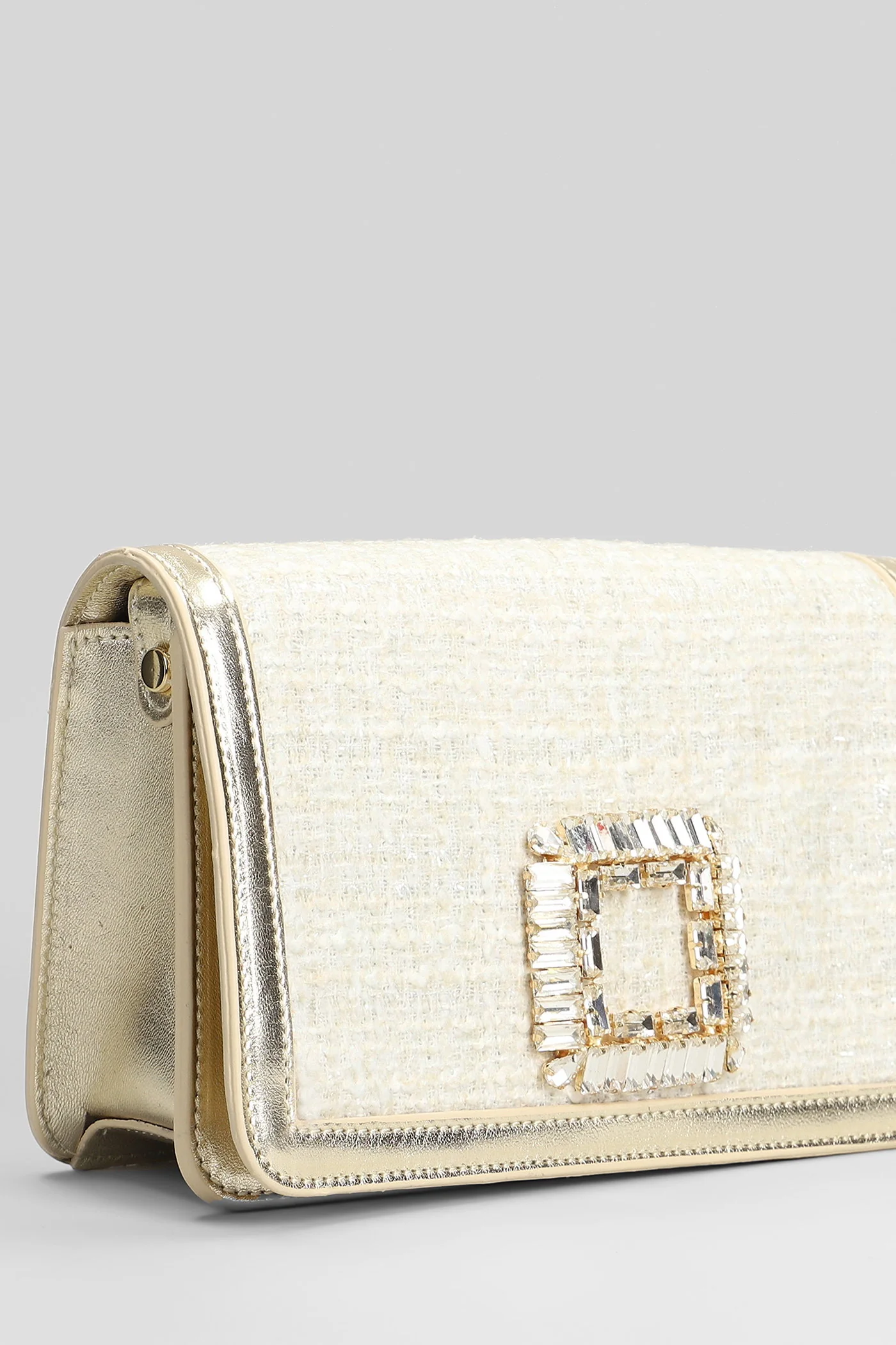 Tilda Shoulder bag in beige leather and fabric - Image 4