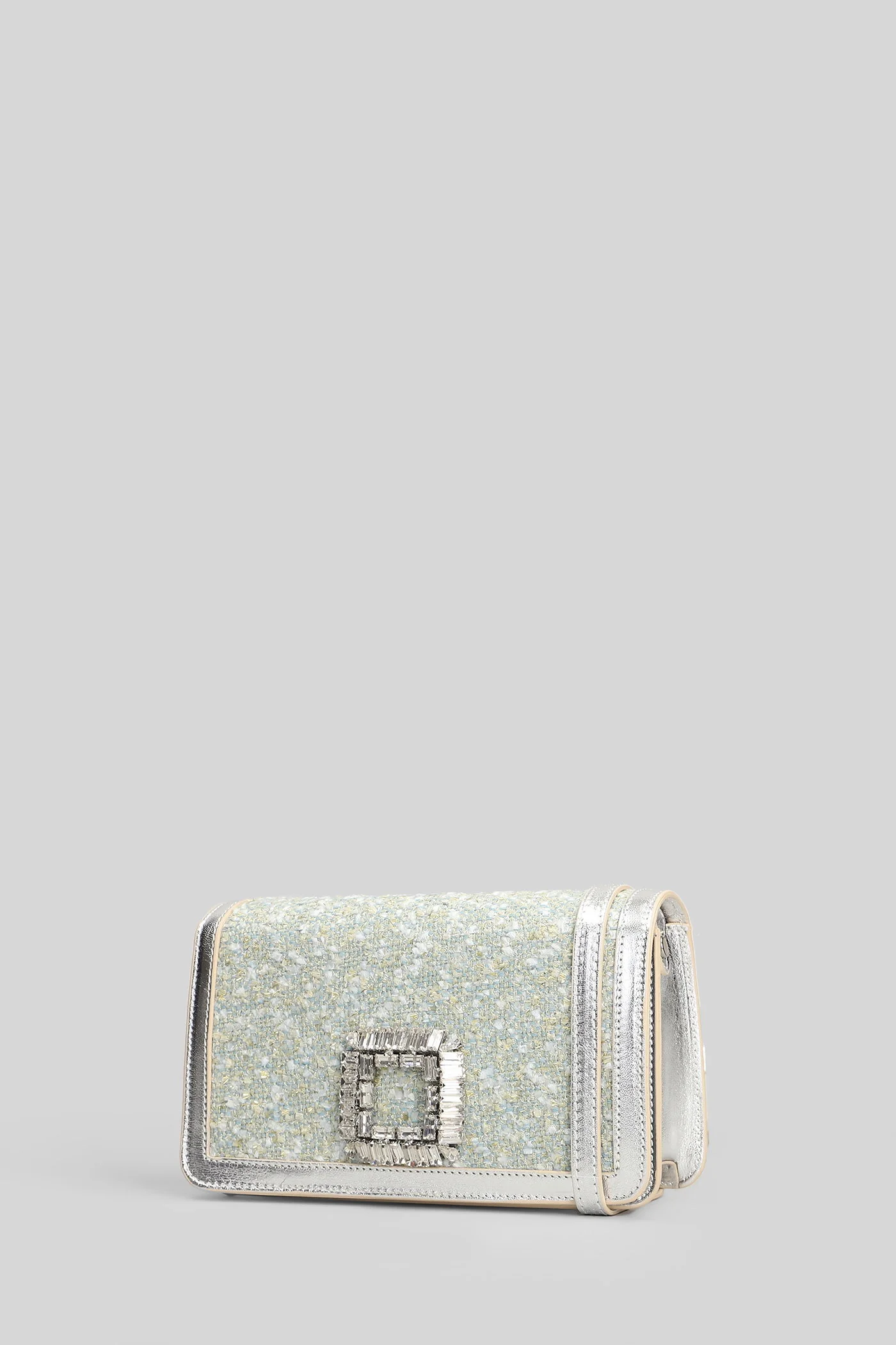 Tilda Shoulder bag in silver leather and fabric - Image 2