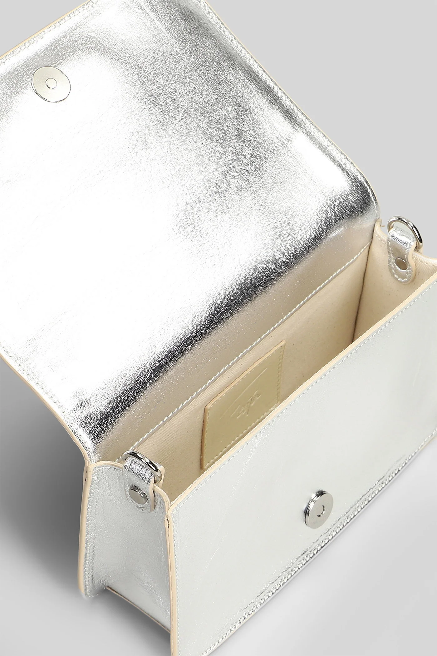 Tilda Shoulder bag in silver leather and fabric - Image 4