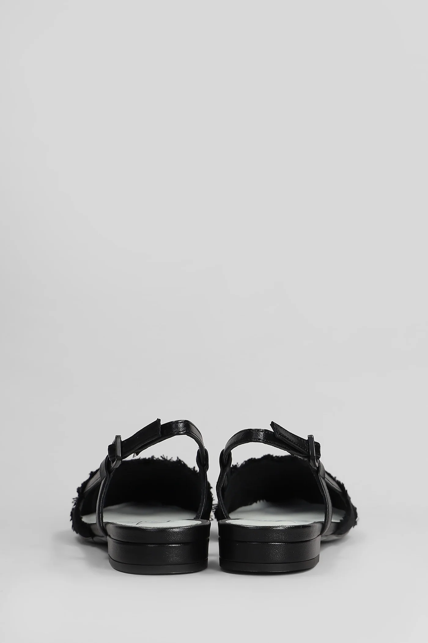 Verbena Ballet flats in black leather and fabric - Image 4