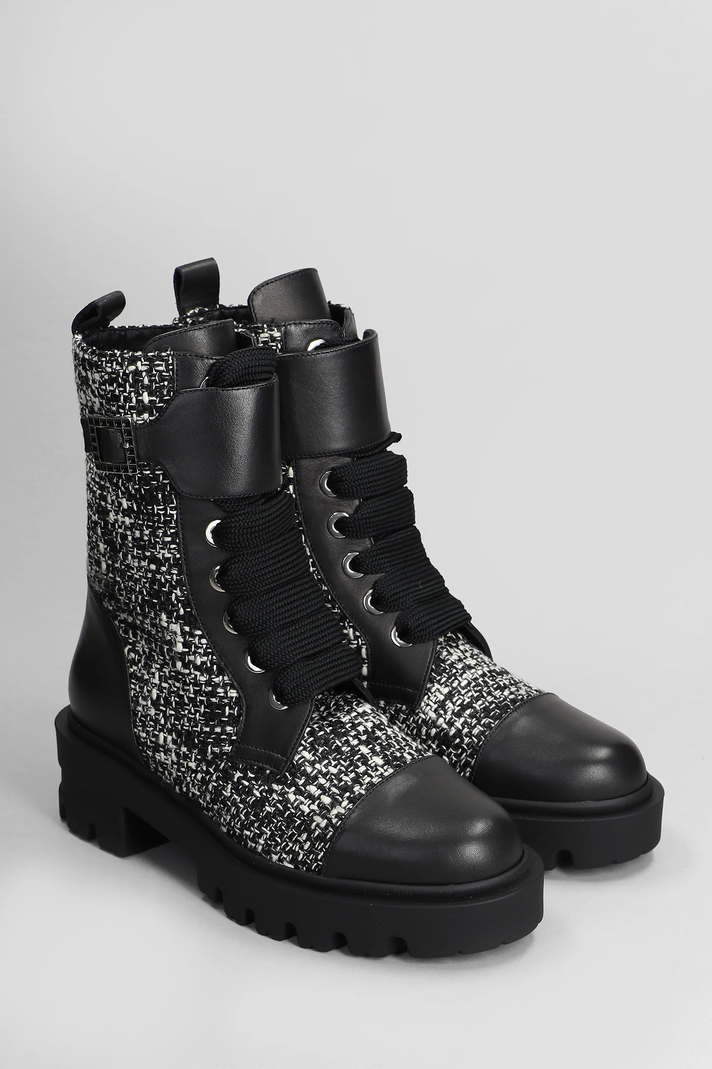 Vlady Combat boots in black wool and leather - Image 42