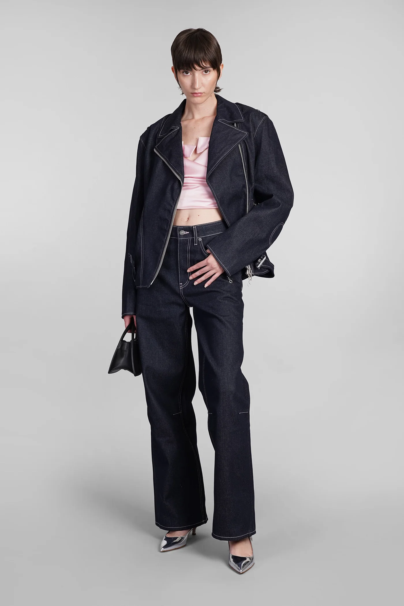 Biker jacket in blue cotton - Image 2