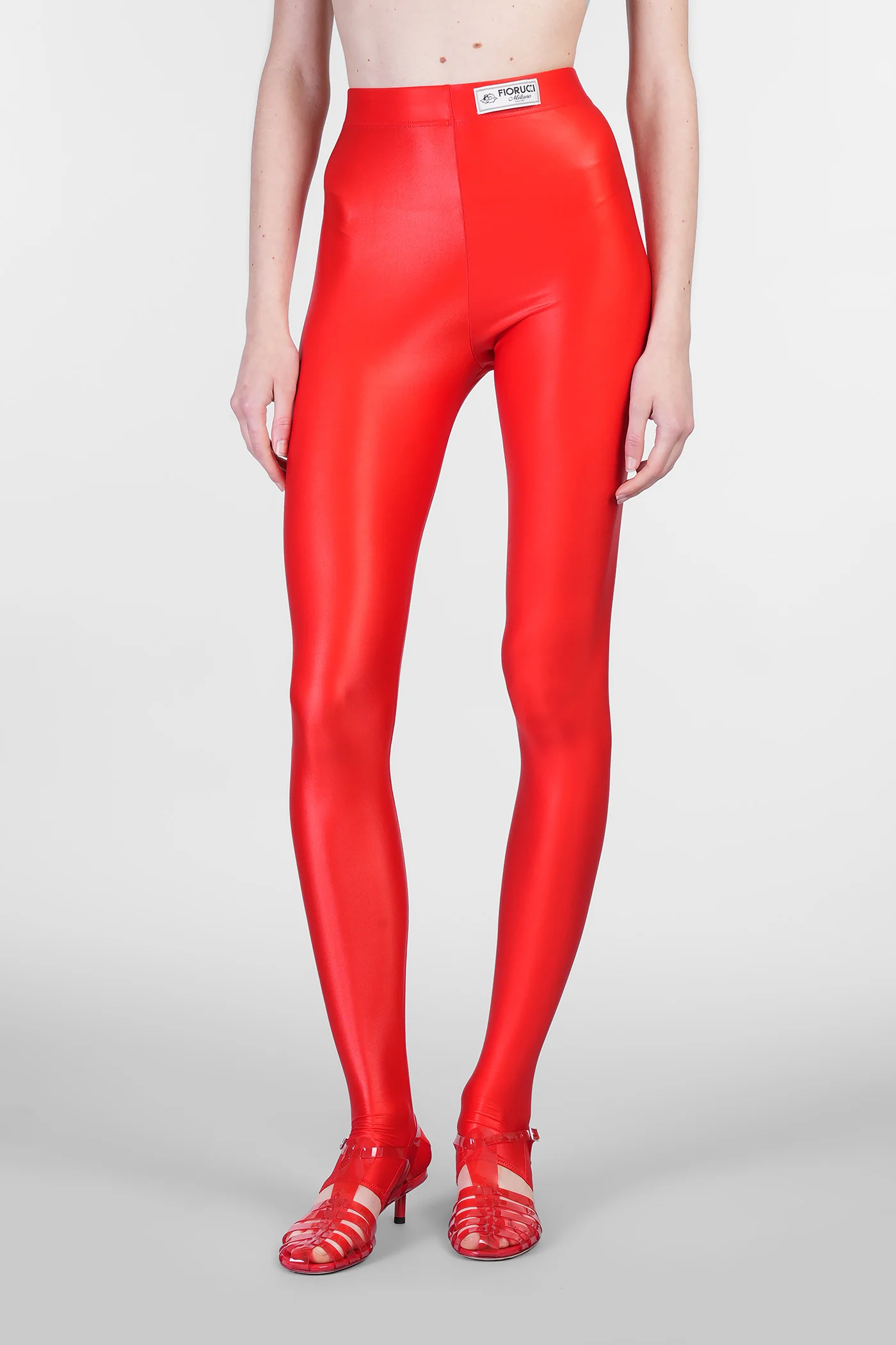 Leggings in red polyamide