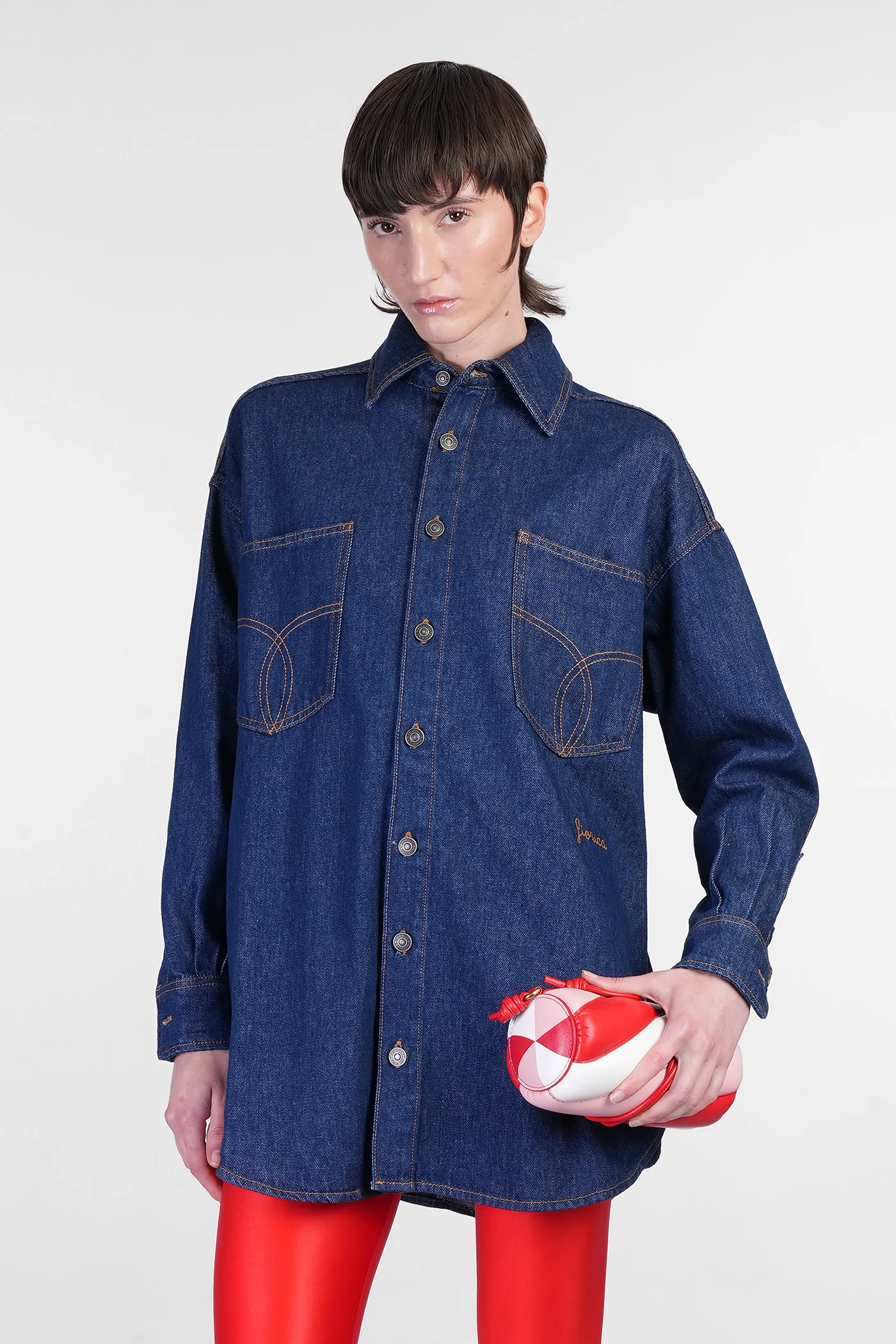 Shirt in blue cotton