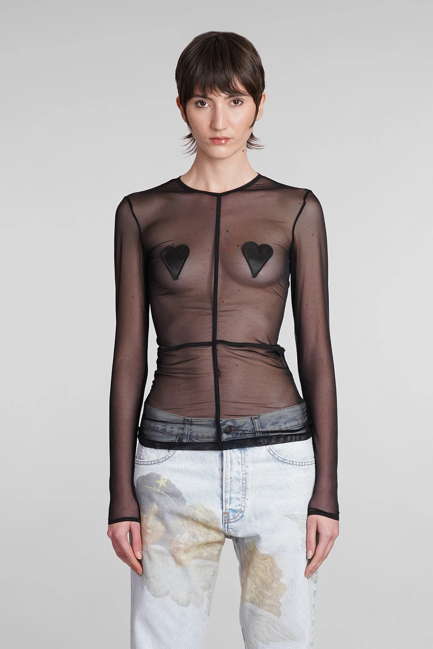 Topwear in black polyamide