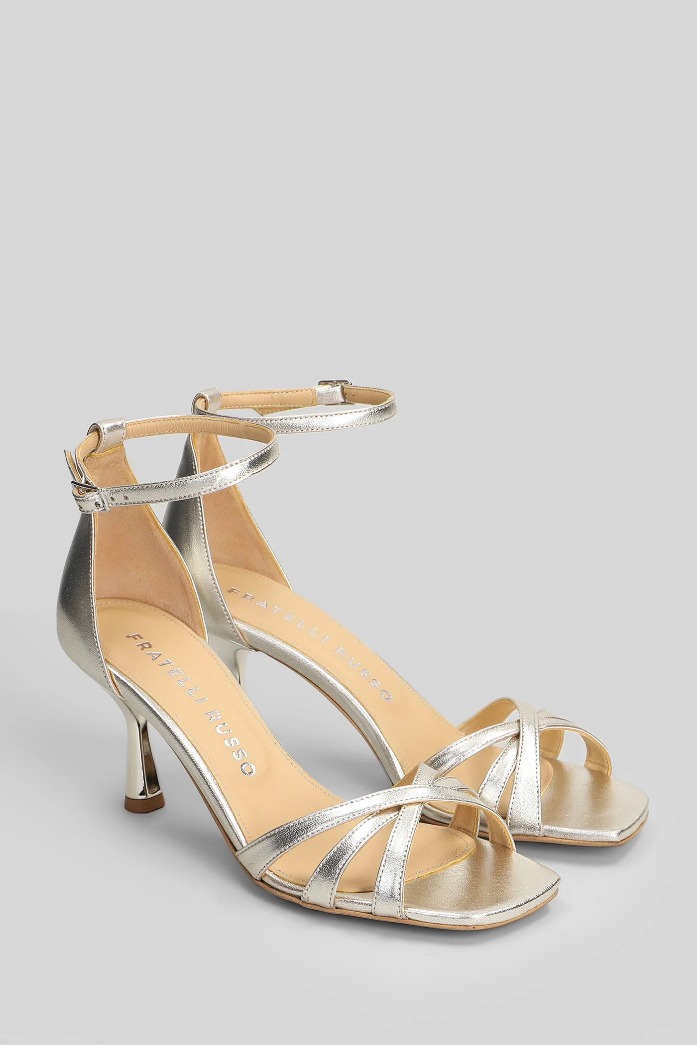 Sandals in platinum leather - Image 2