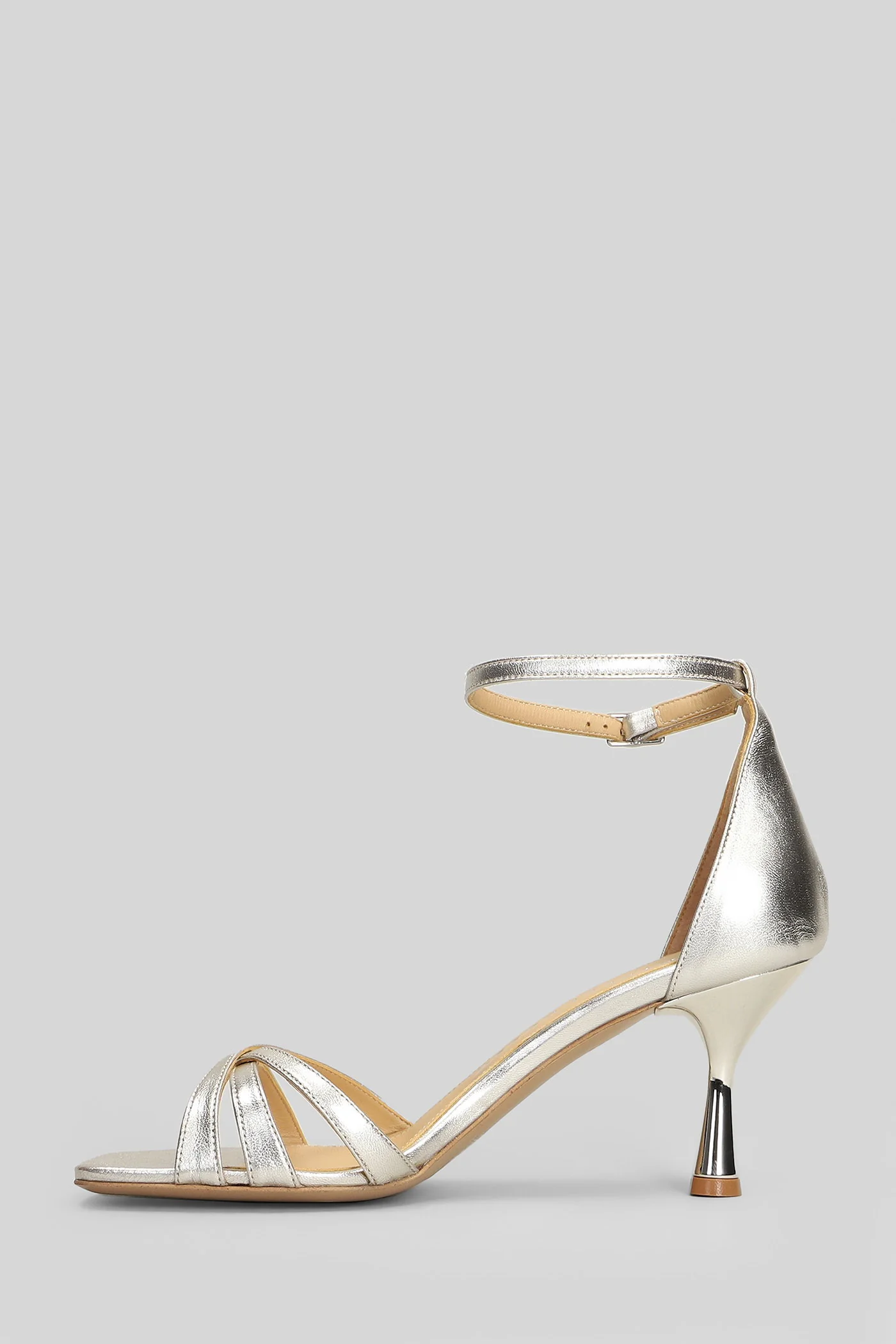Sandals in platinum leather - Image 3