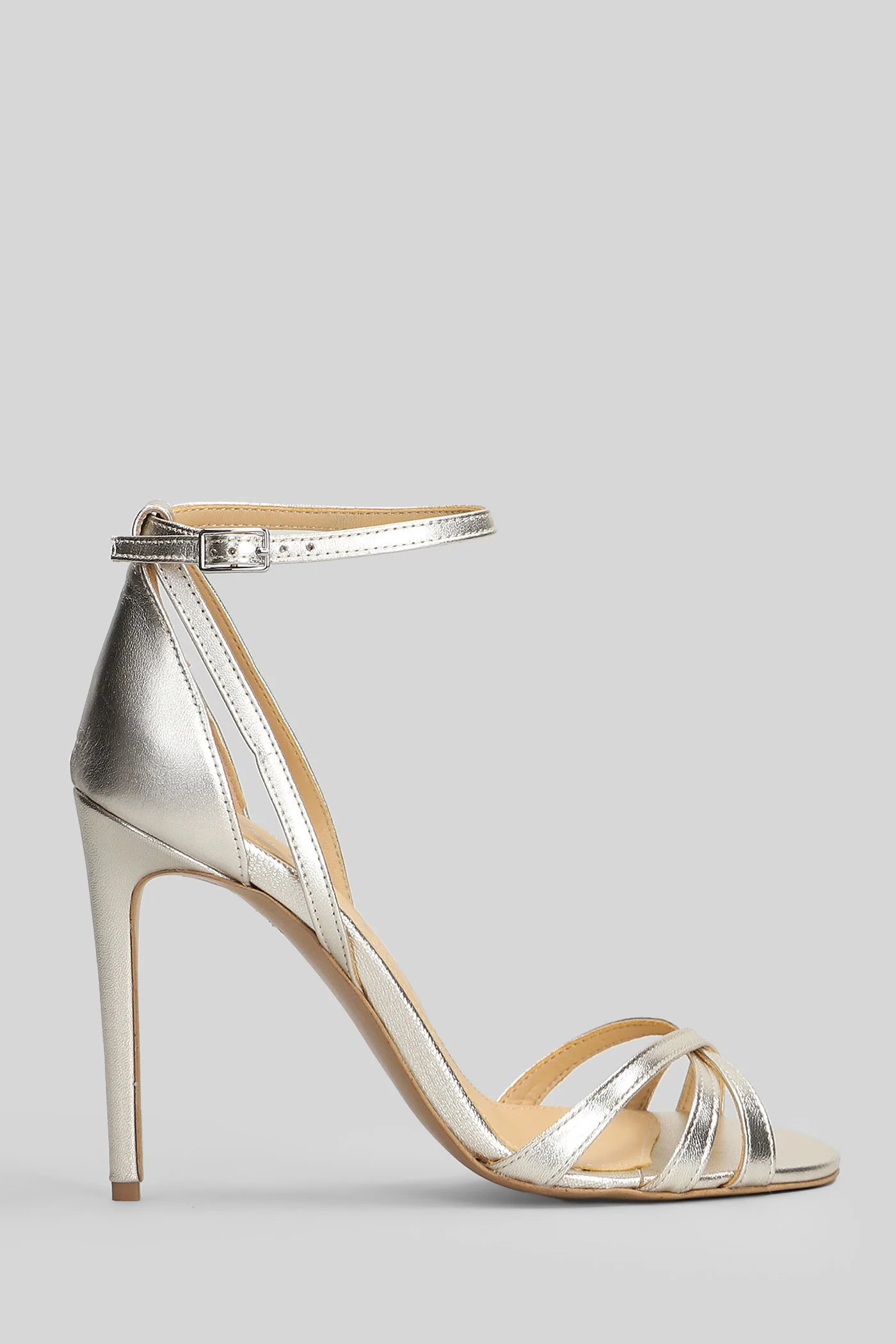 Sandals in platinum leather