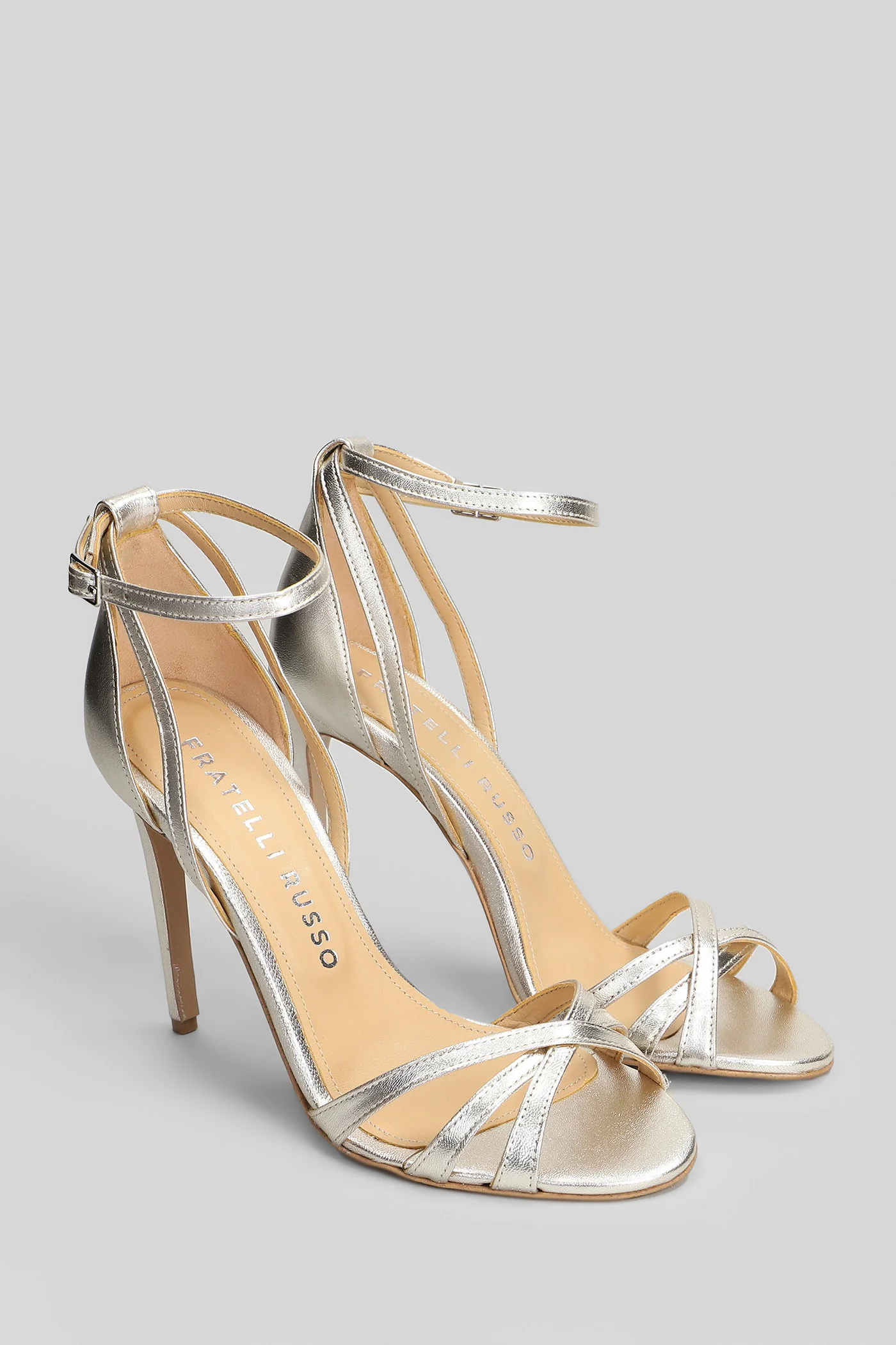 Sandals in platinum leather - Image 2