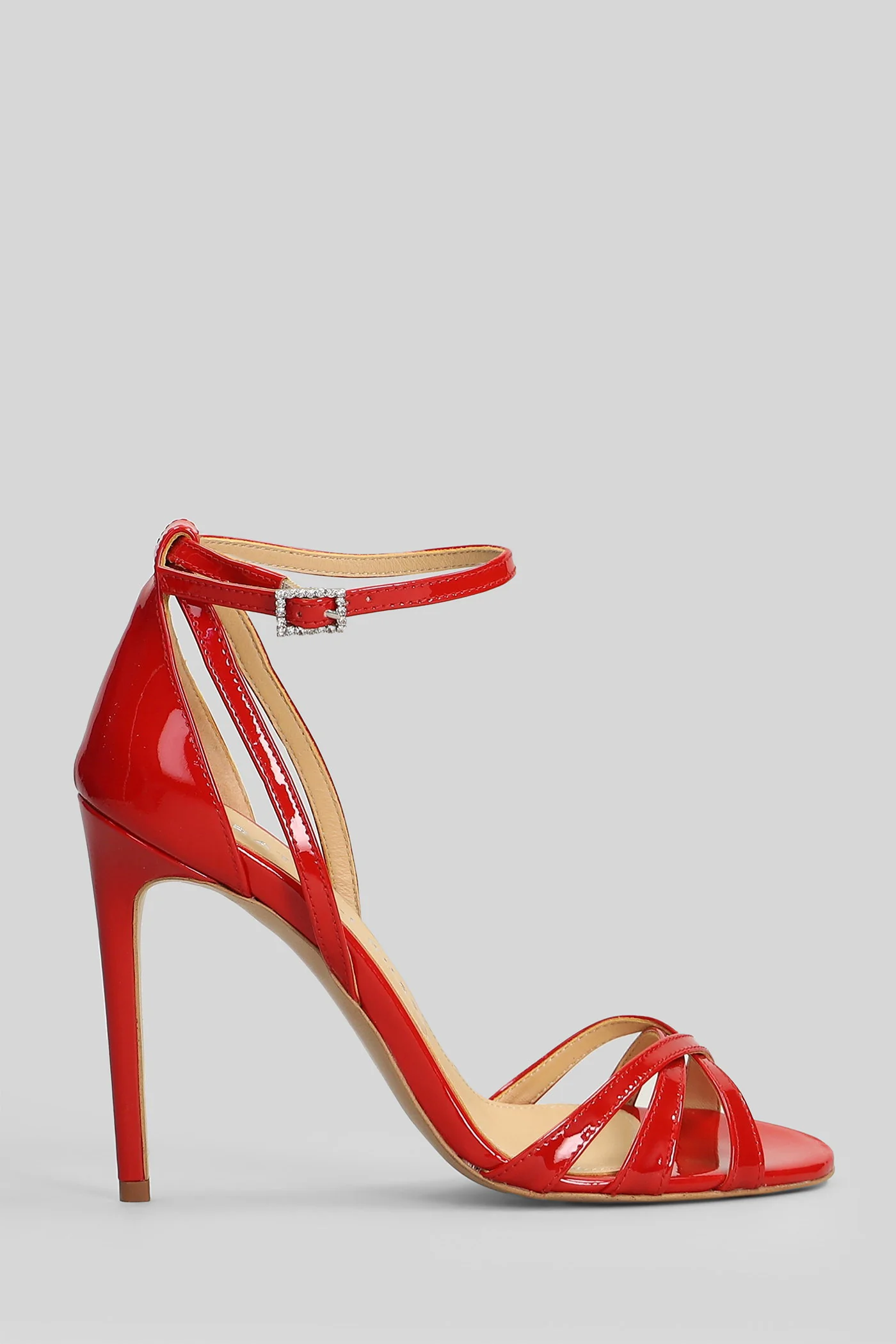 Sandals in red patent leather