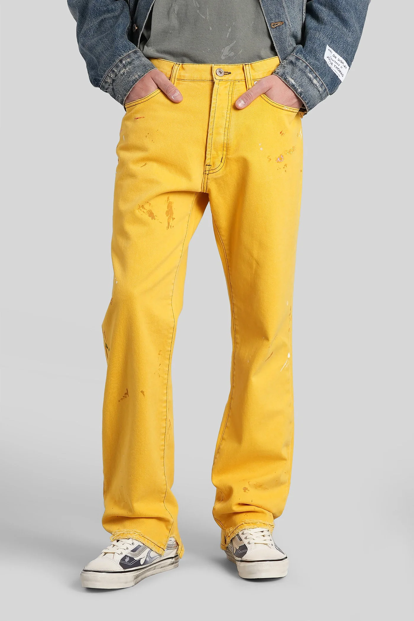 Pants in yellow cotton