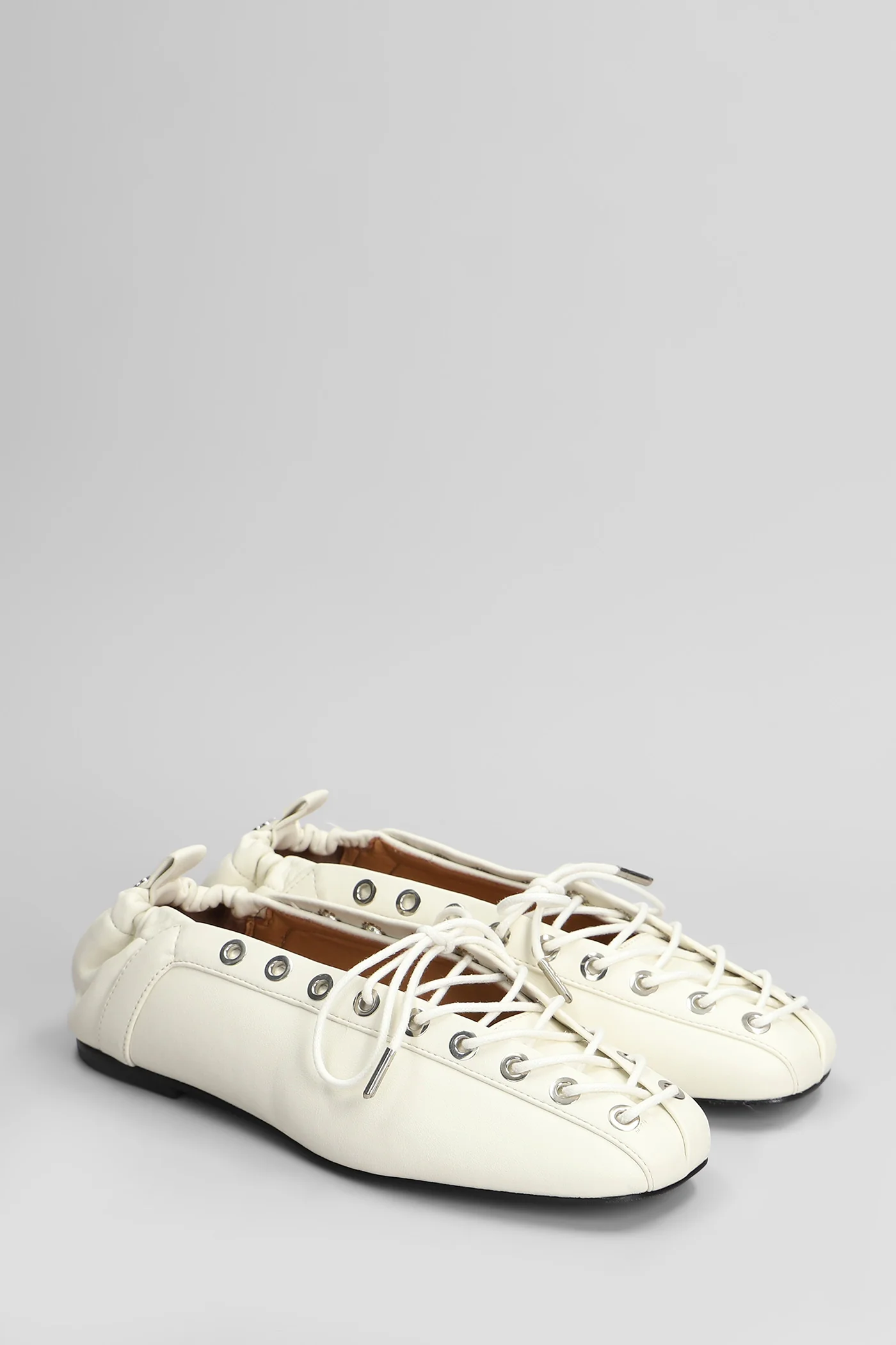 Ballet flats in beige leather - Image 2