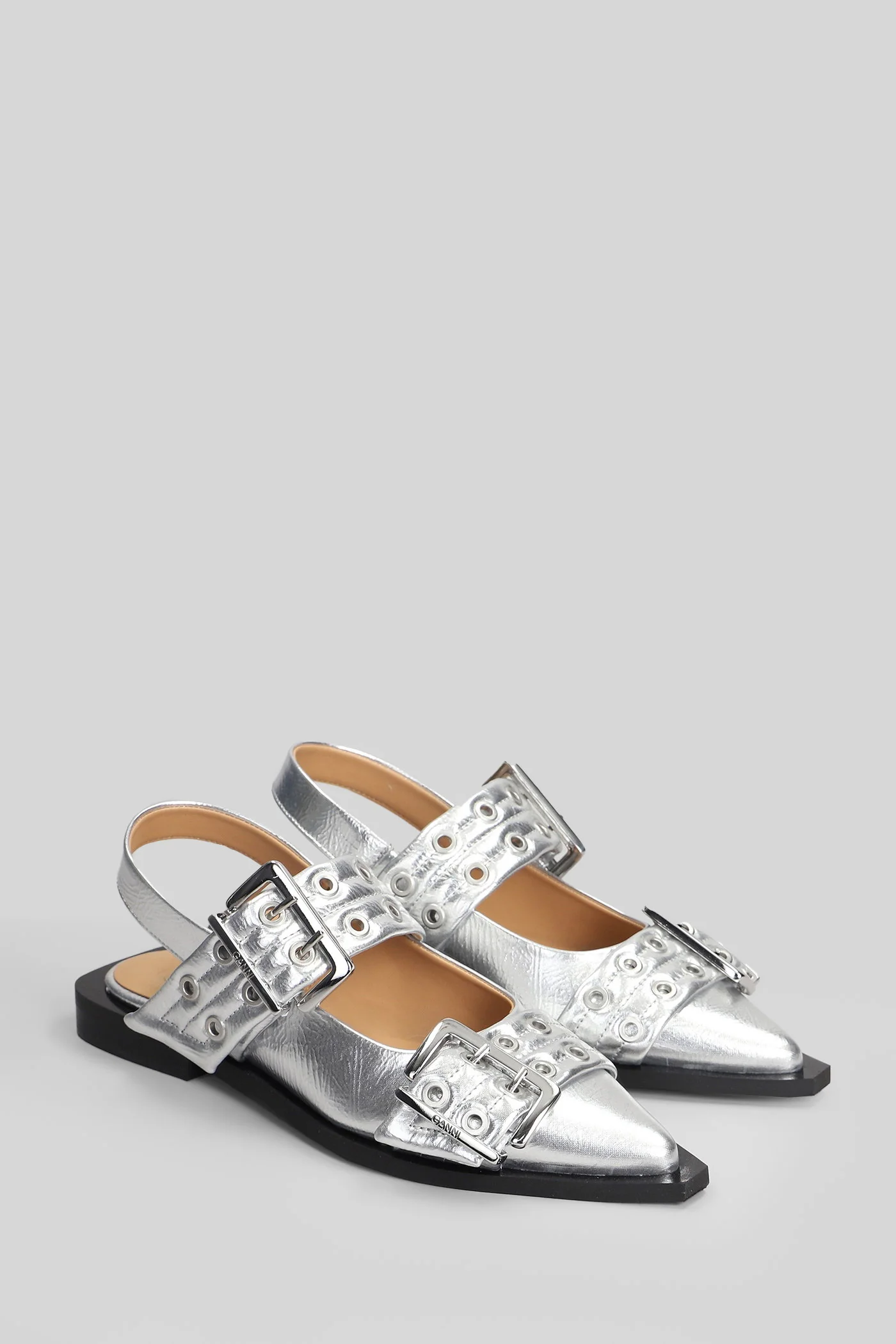 Ballet flats in silver polyester - Image 2