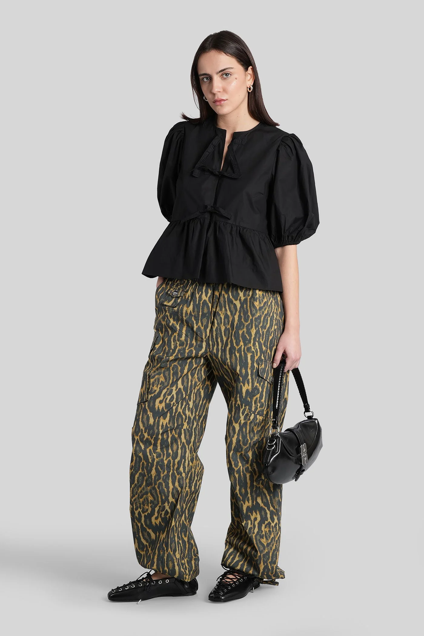 Blouse in black cotton - Image 2