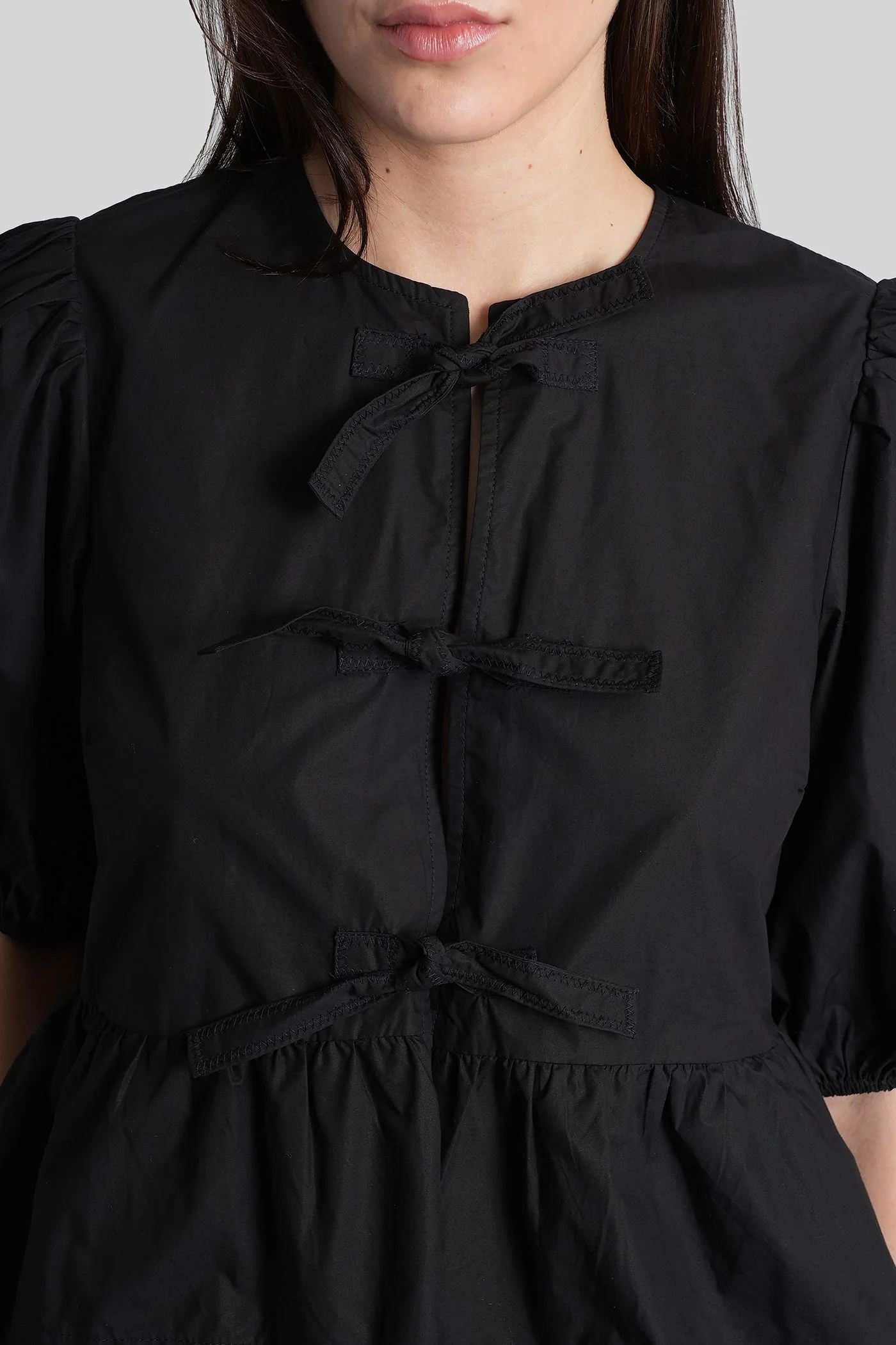 Blouse in black cotton - Image 5