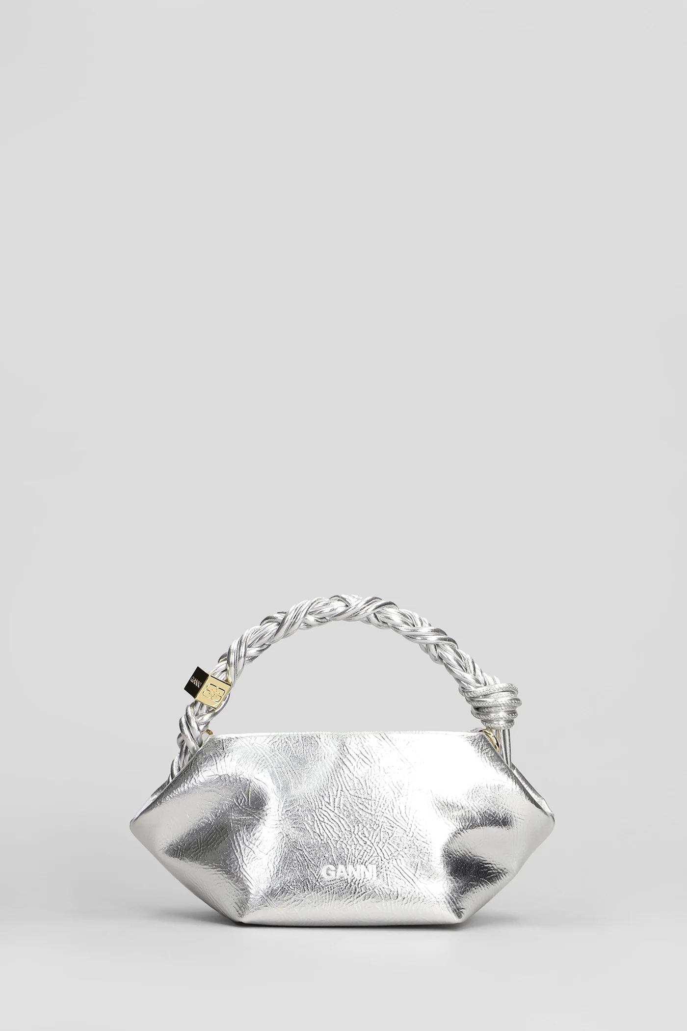 Bou bag mini metal Hand bag in silver leather - Image 3